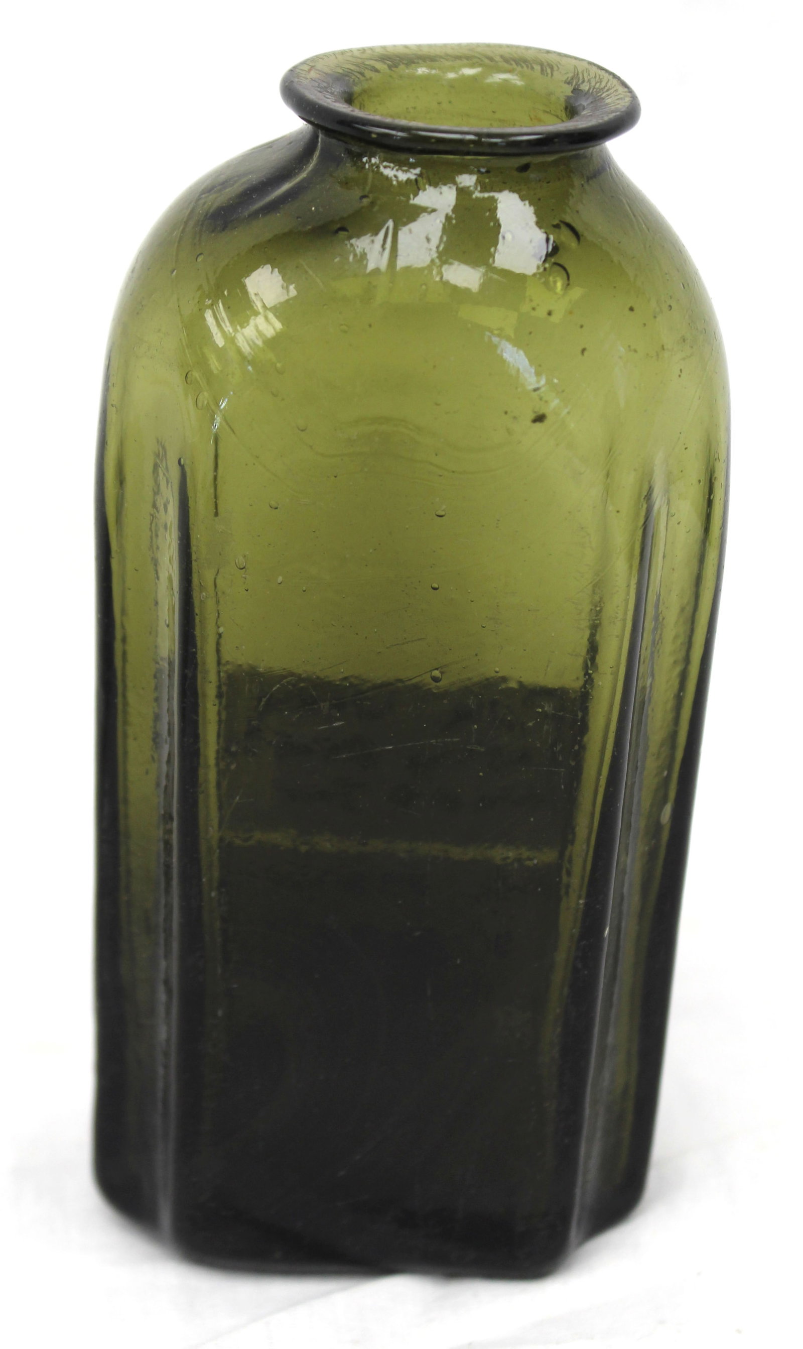 Early green glass snuff bottle - 5 1/2" tall: Early green glass snuff bottle - 5 1/2" tall