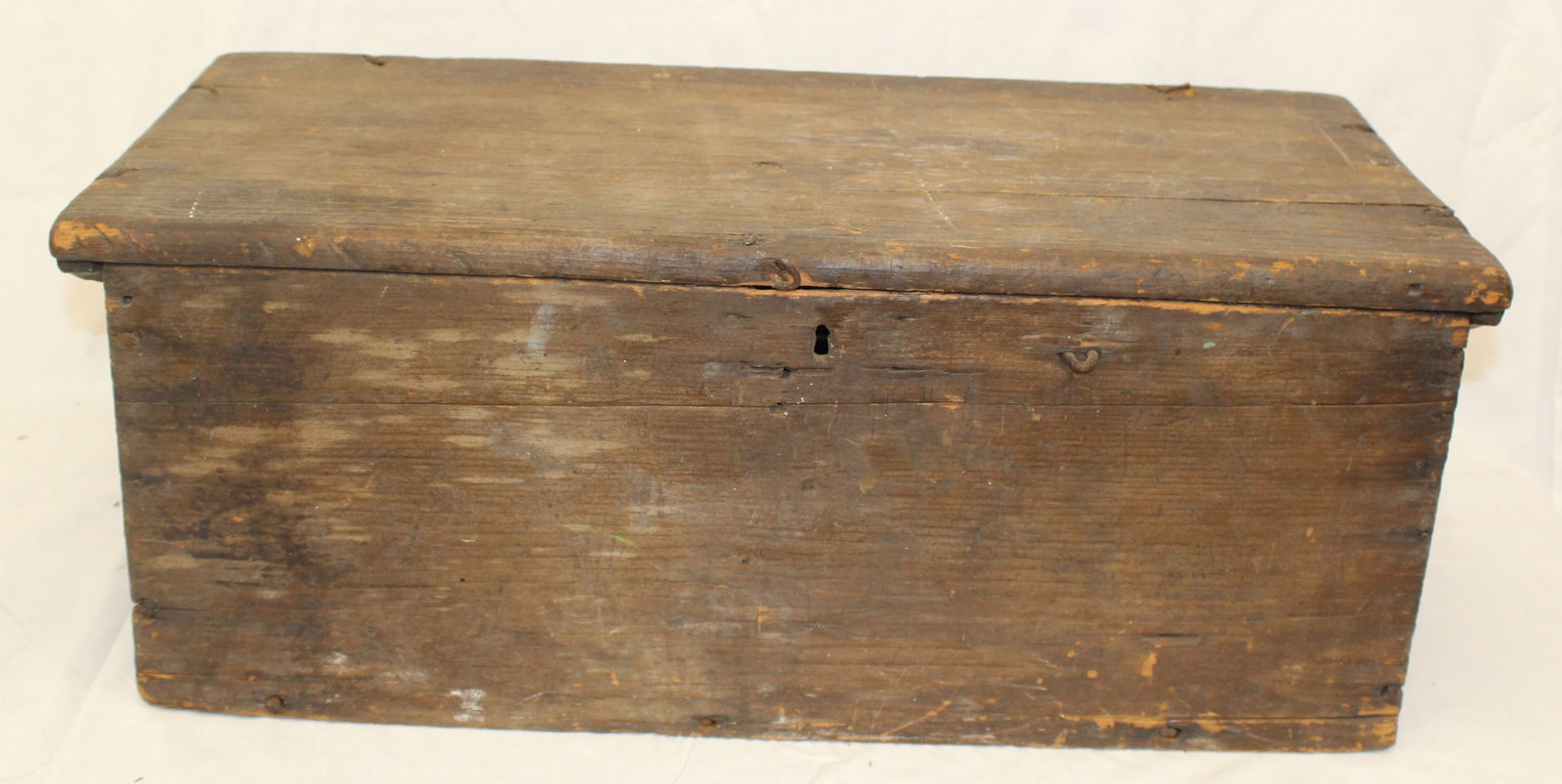 18thC wooden valuables or storage box - 10 1/2" tall x 25 1/2"x11 1/2" (1 of 14)