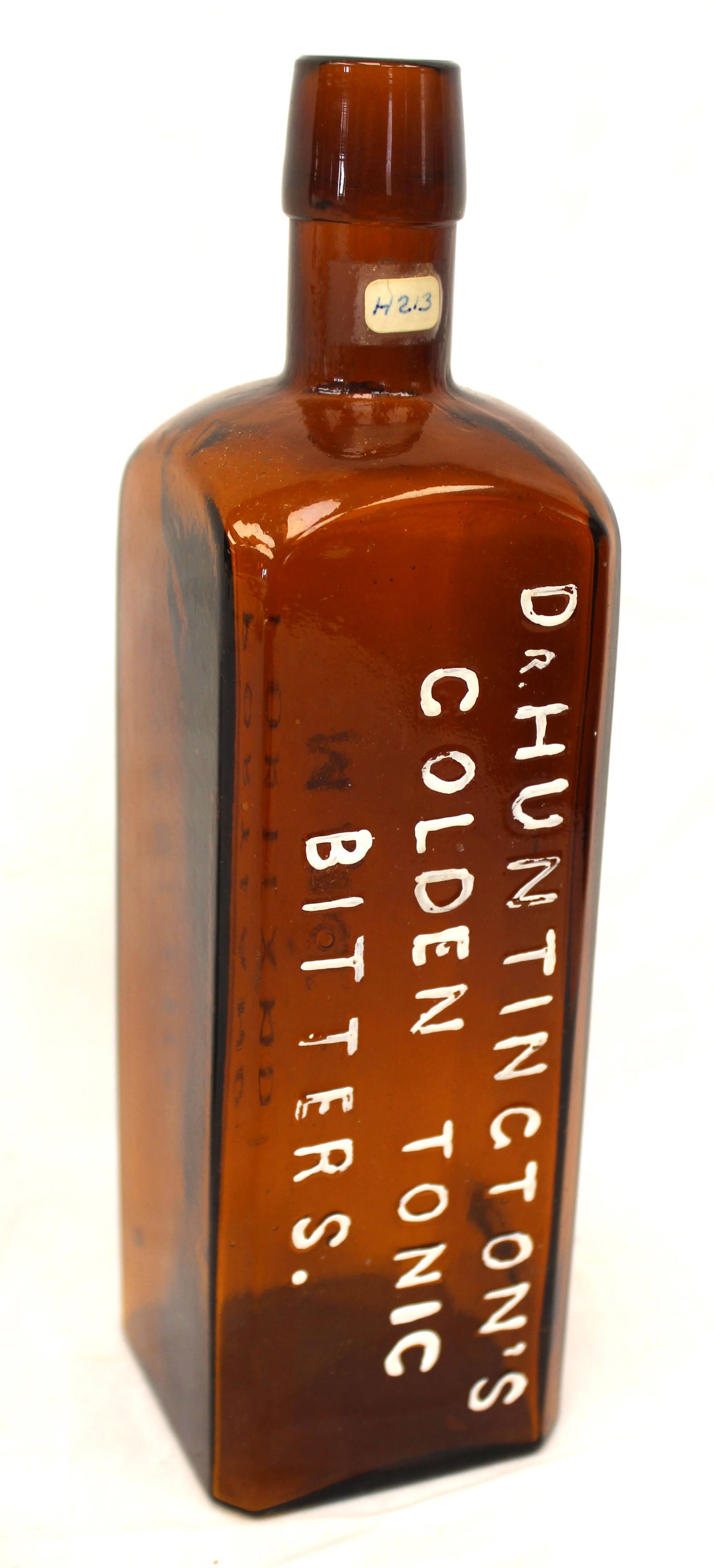 Early amber glass bottle "Dr. Huntington's Golden Tonic Bitters" - 9 1/2" tall (1 of 5)