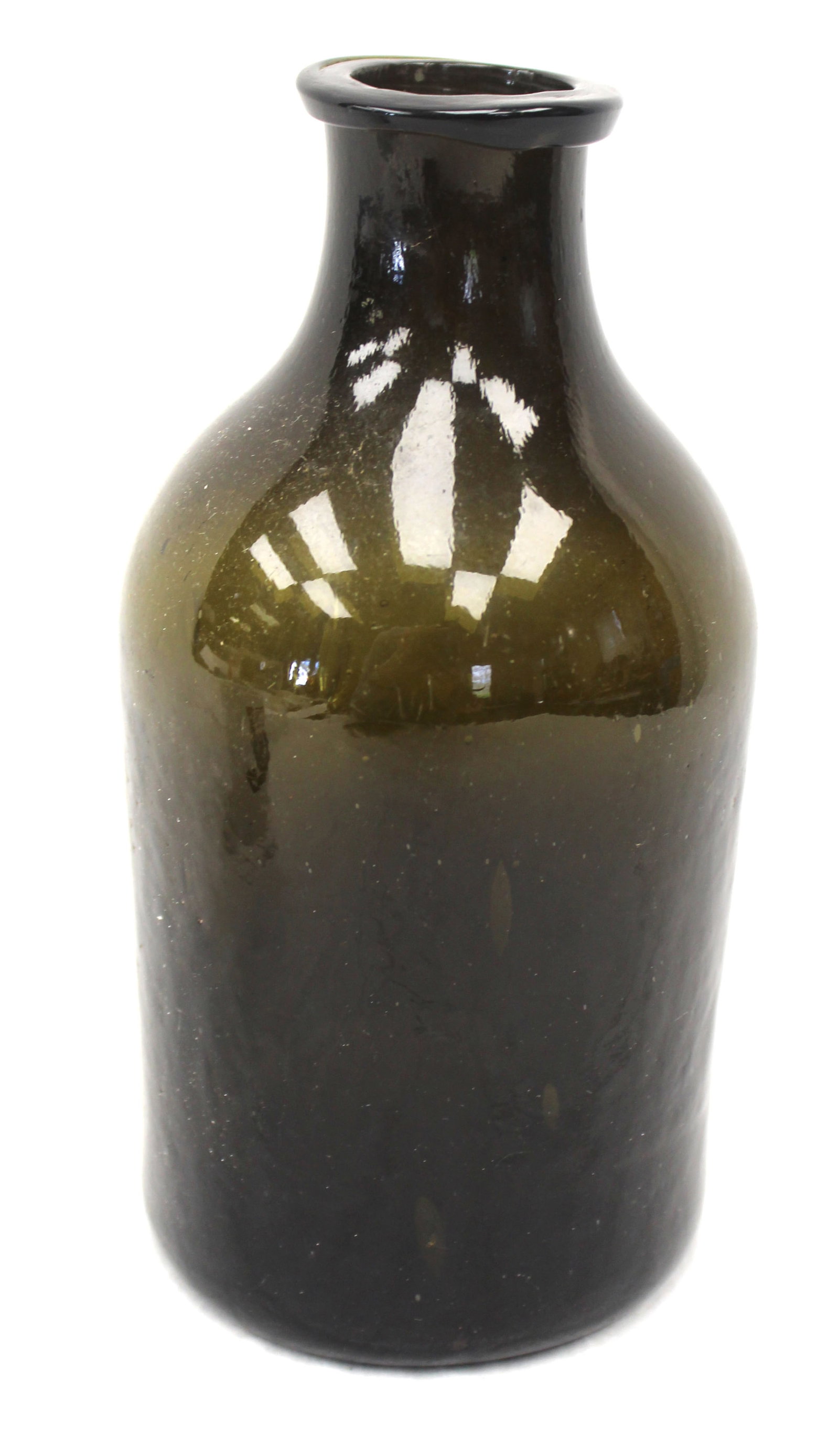 Early green glass jar - 8 3/4" tall: Early green glass jar - 8 3/4" tall