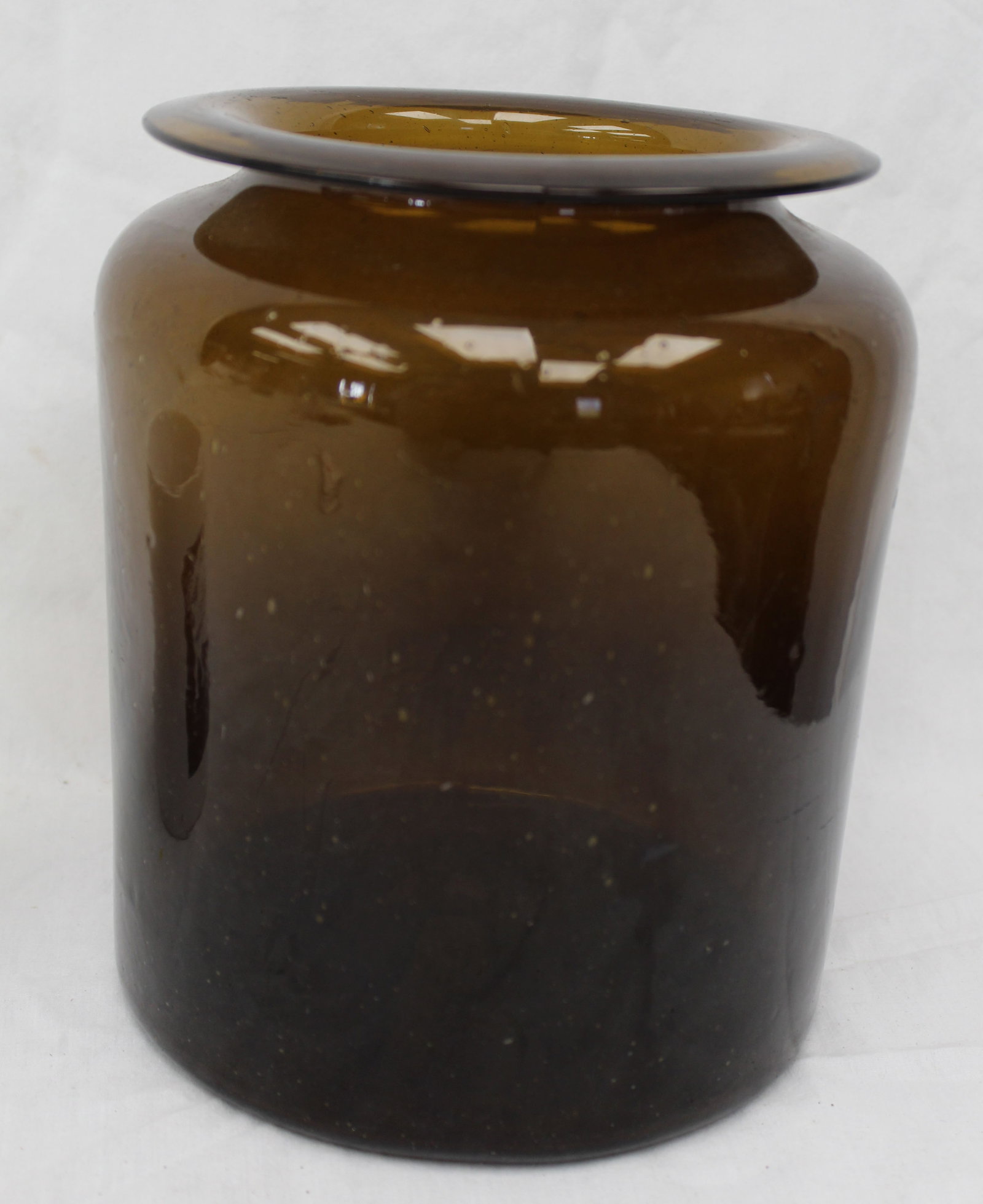 Early amber glass jar - 8 1/2" tall: Early amber glass jar - 8 1/2" tall