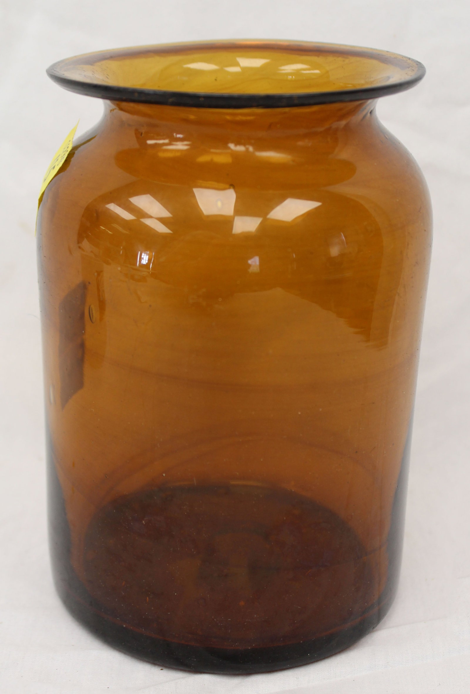 Early amber glass jar - 7" tall (1 of 6)