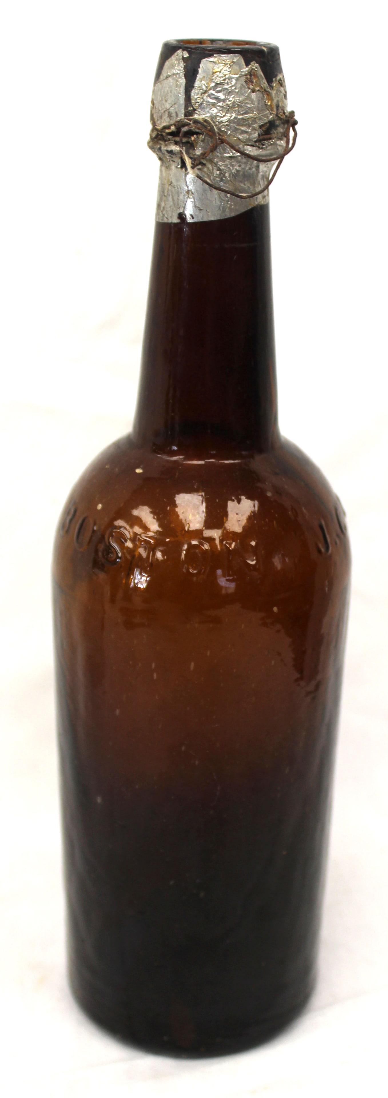 Early amber glass bottle - 9 1/2" tall (1 of 9)