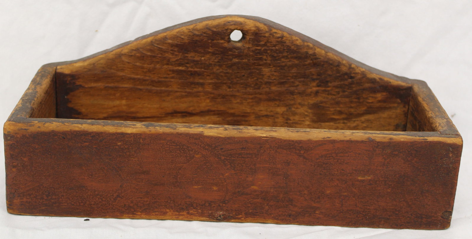 Antique wooden painted wall box in red - 4 1/2" tall x 11 1/2" wide x 4 1/2" deep (1 of 6)