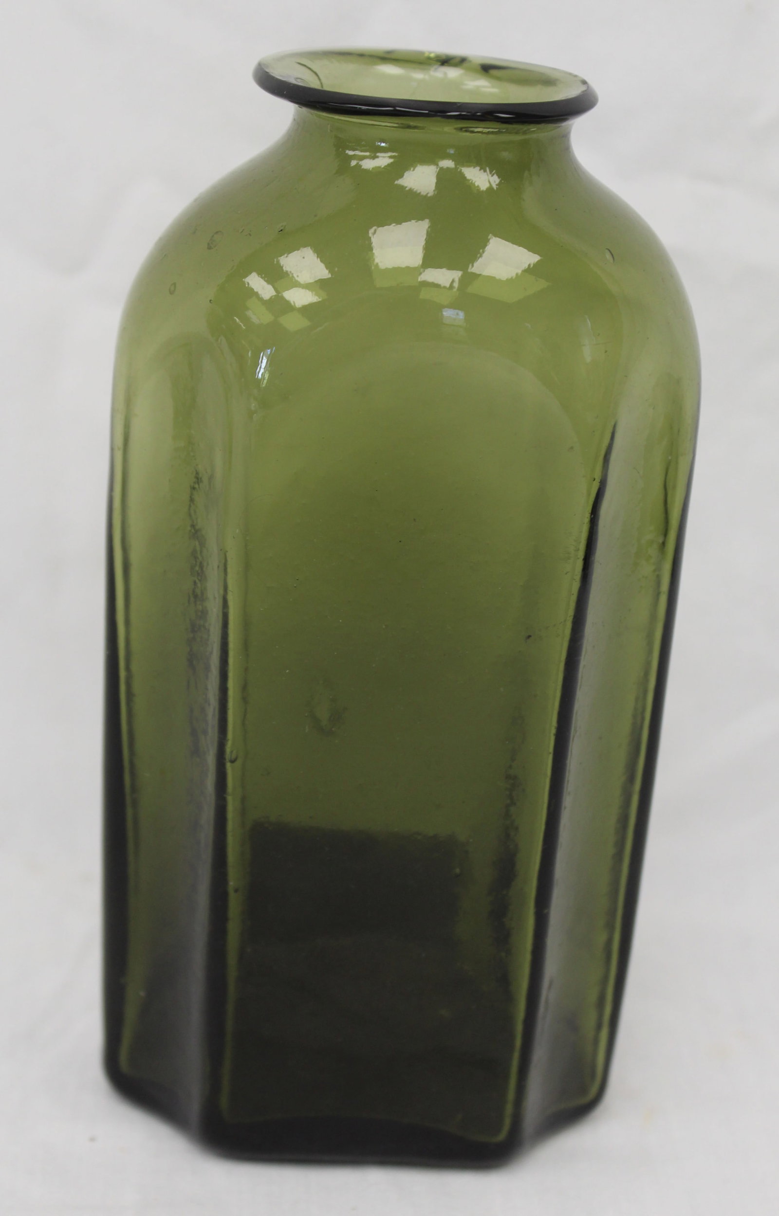 Early green glass jar - 7 3/4" tall: Early green glass jar - 7 3/4" tall