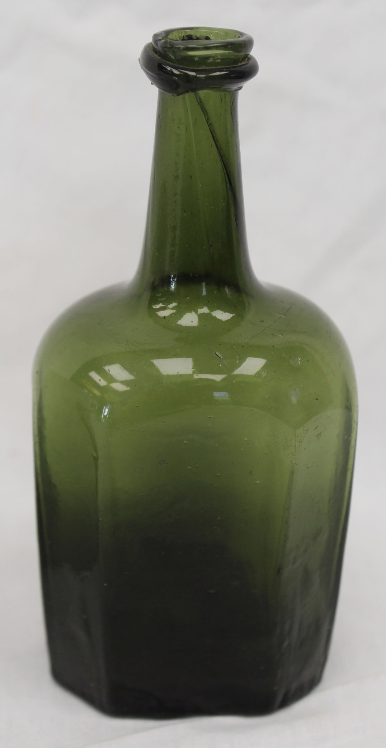 Early green glass bottle - 6 1/2" tall: Early green glass bottle - 6 1/2" tall
