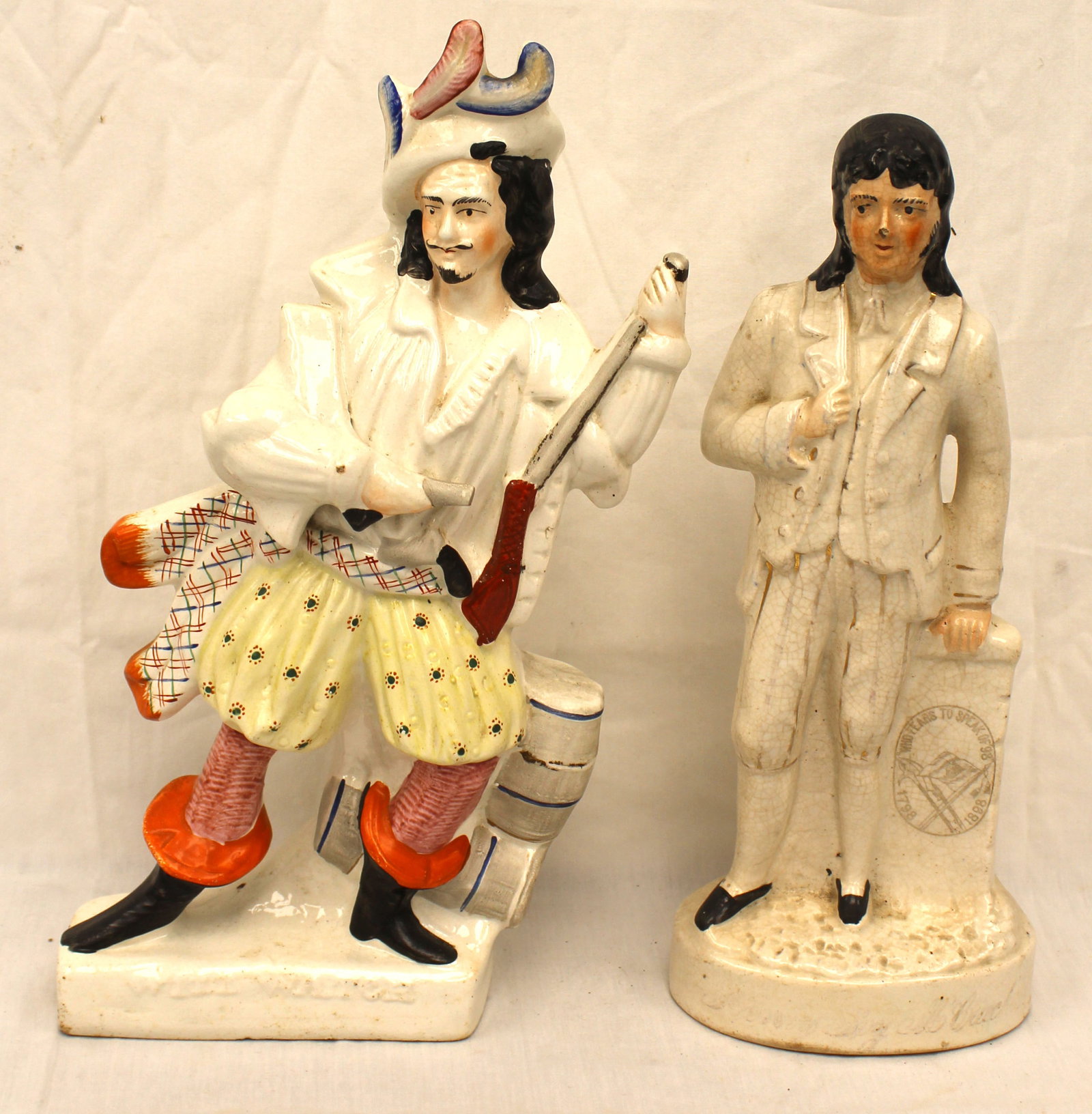 Lot of 2 antique tall Staffordshire figurines - 14" & 16" tall (1 of 9)