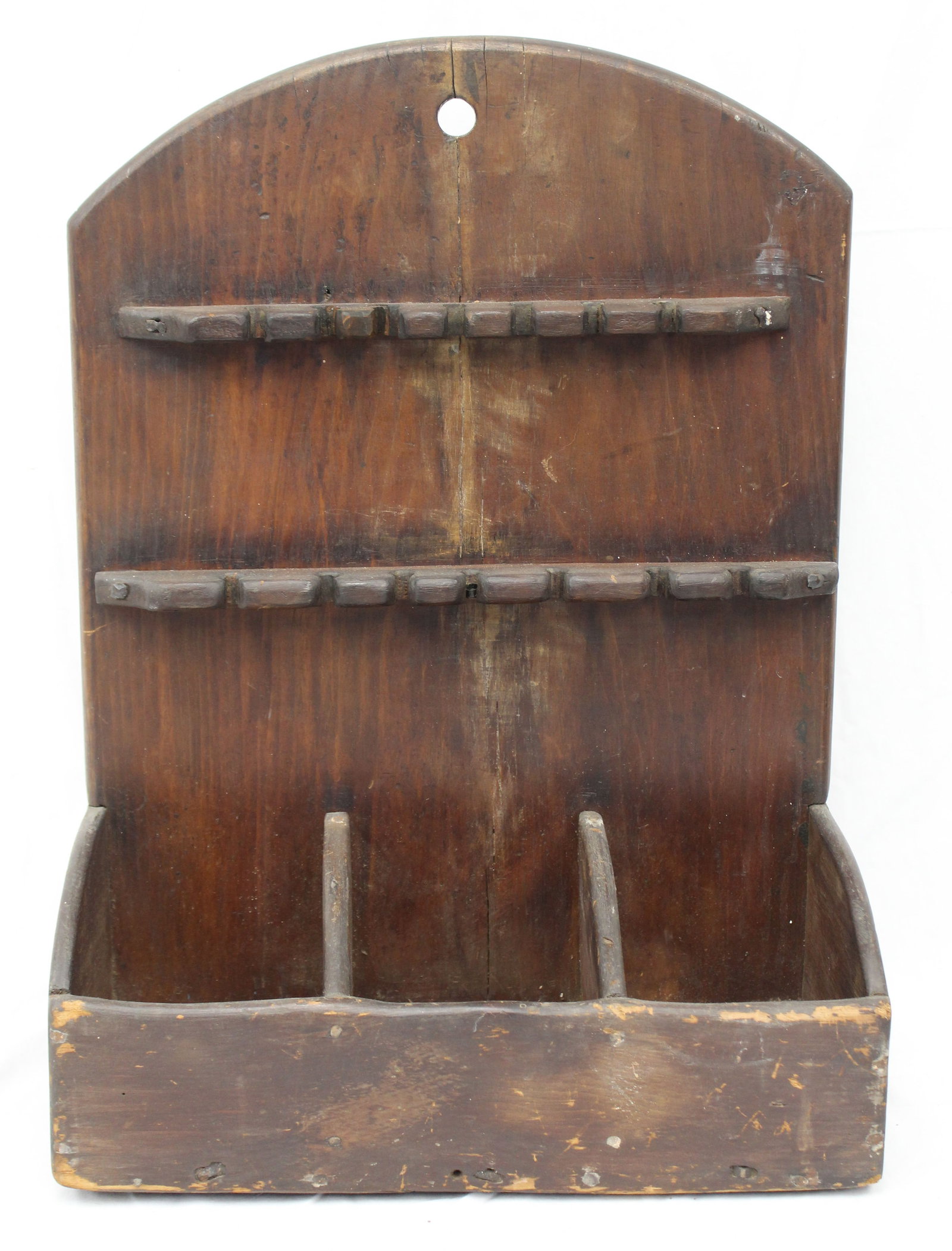 Antique spoon rack & wall box w divided bottom - 23" tall x 16"x8" (1 of 6)