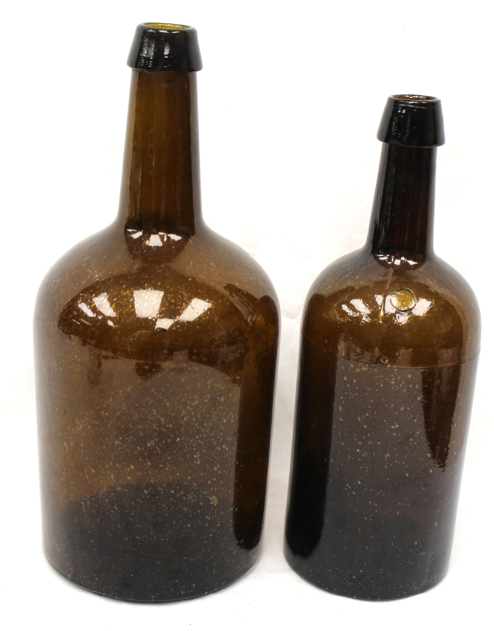 Lot of 2 early amber glass bottles - 11 1/4" & 12 1/2" tall (1 of 7)