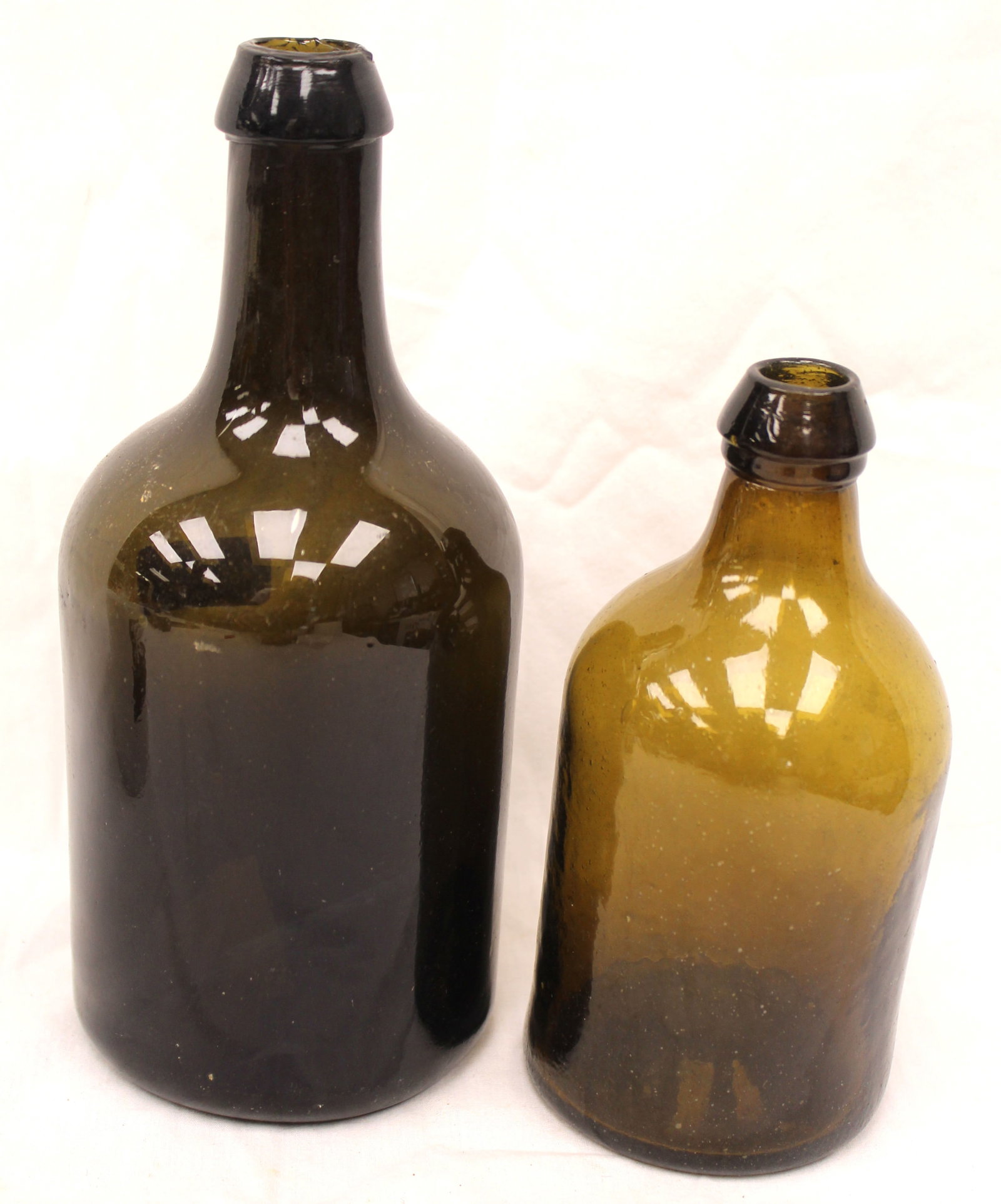 Lot of 2 early amber glass bottles - 7" & 9" tall (1 of 8)