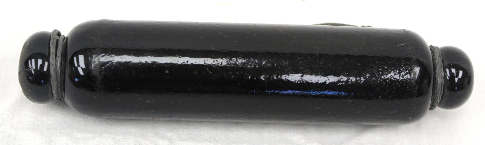 Early diminutive black glass rolling pin - 6 1/2" tall (1 of 5)