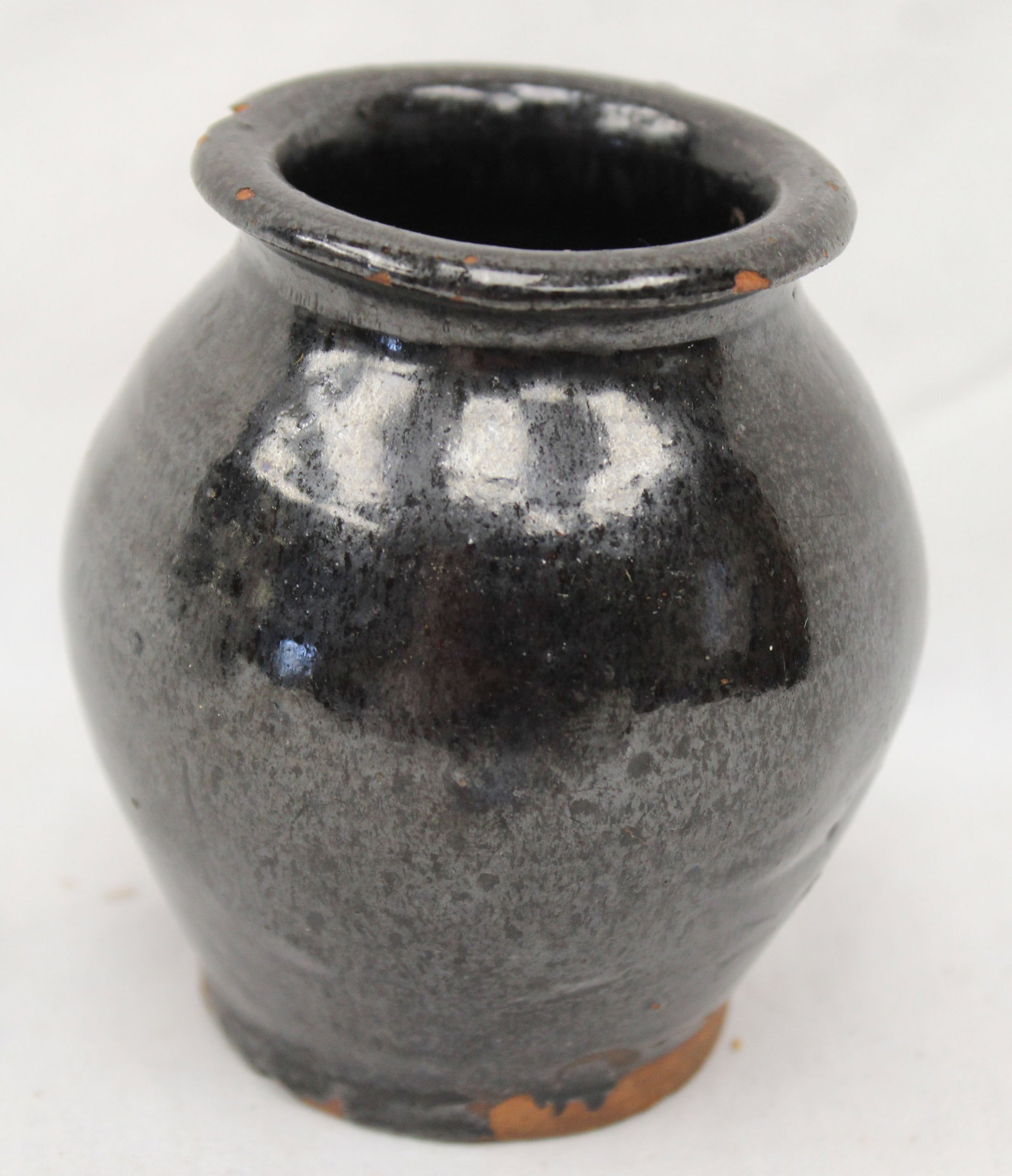 Small antique redware jar - 3 1/2" tall (1 of 5)