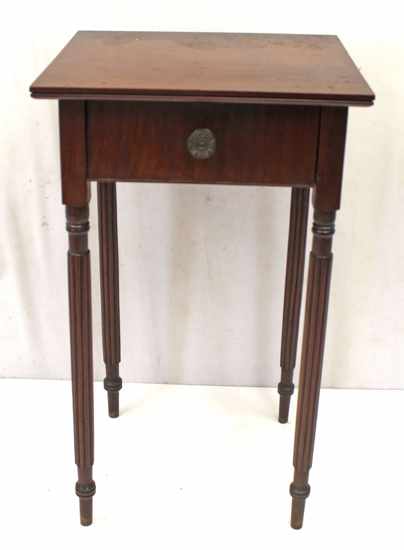 Sheraton 1 drawer stand on reeded legs - 30" tall x 17 1/2"x16" top (1 of 7)