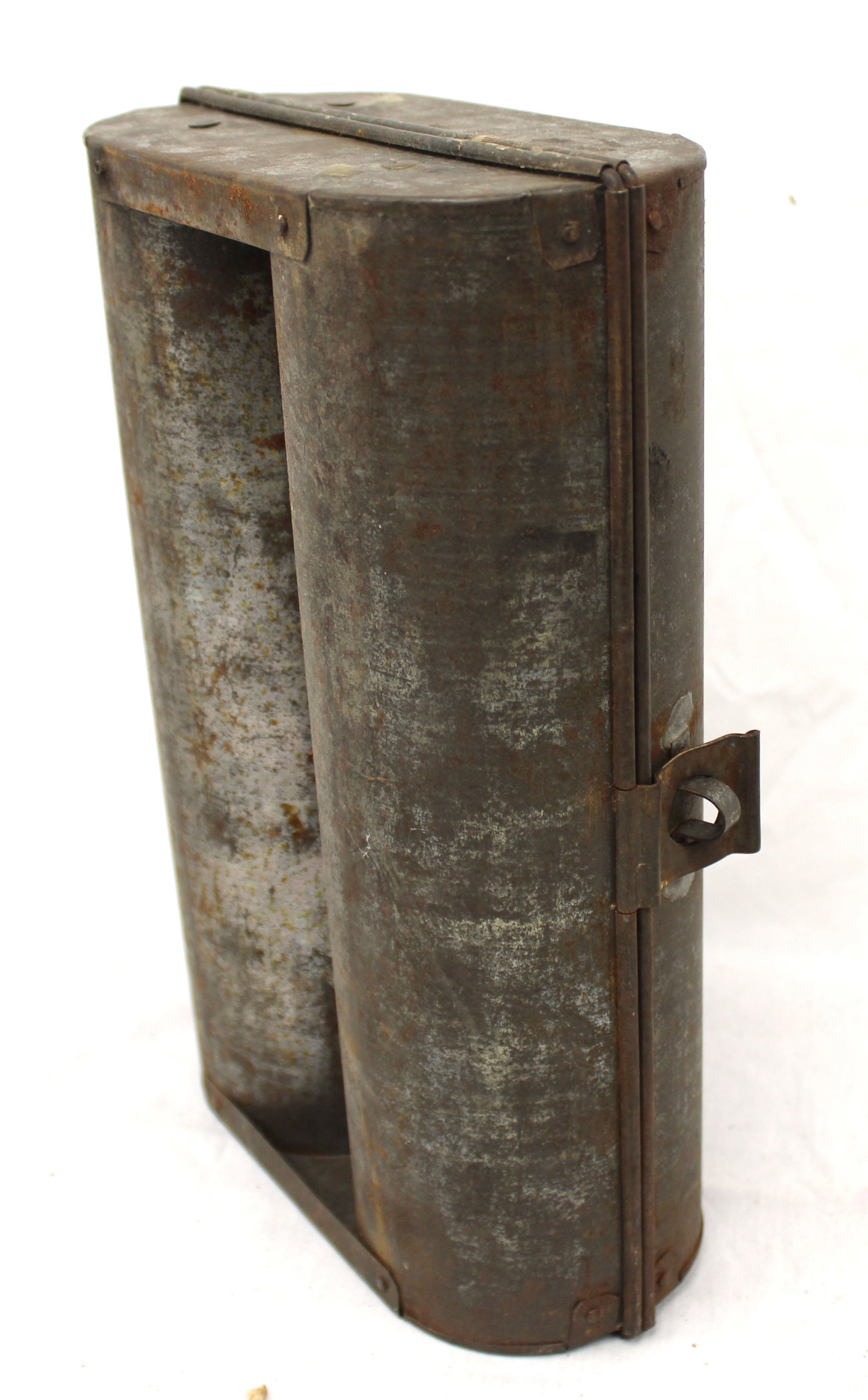 Antique tin travelling candle box lantern - 13" tall x 8 1/2" wide closed (1 of 3)