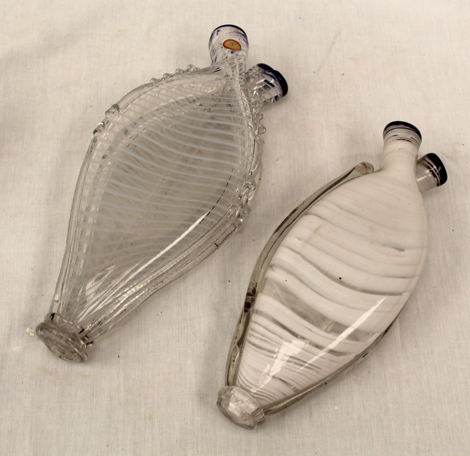Lot of 2 early glass double flasks - 8" & 10" (1 of 7)