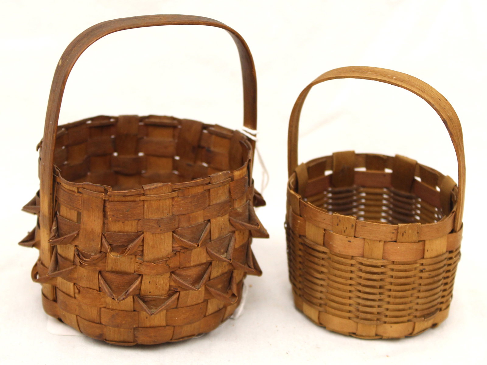 Lot of 2 antique miniature berry baskets - 4" & 5" (1 of 9)