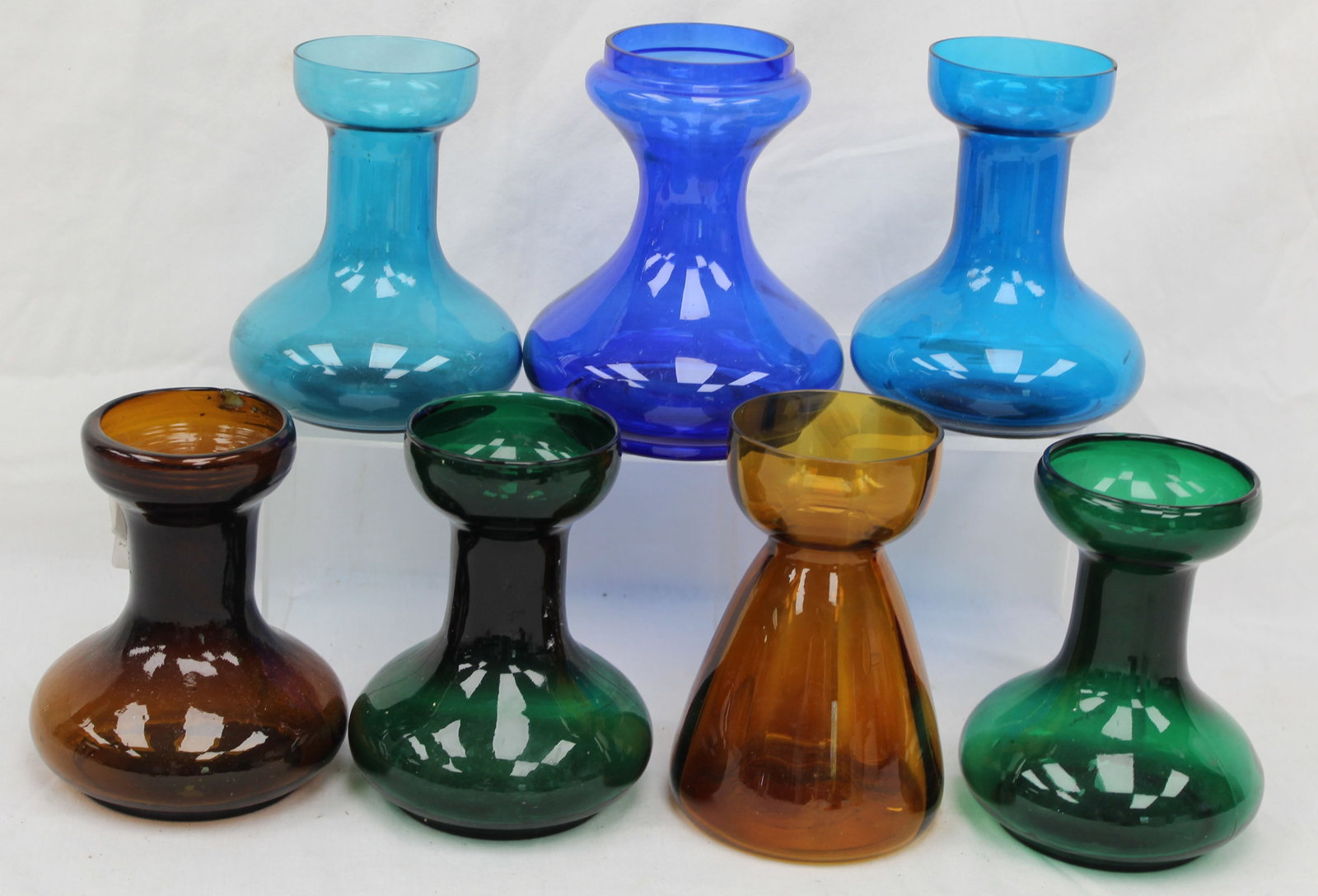 Lot of 7 antique hyacinth vases in various colors - 6 - 6 1/2" tall (1 of 6)