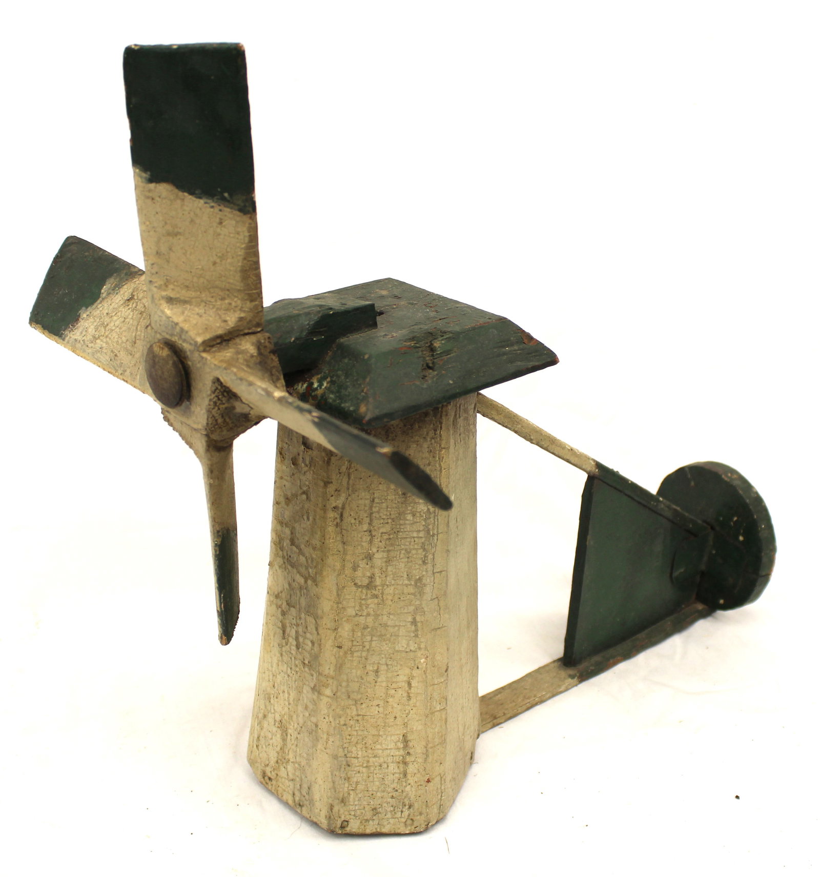 Folk Art carved wood & painted windmill whirligig - 13 1/2" tall x 15" wide (1 of 4)