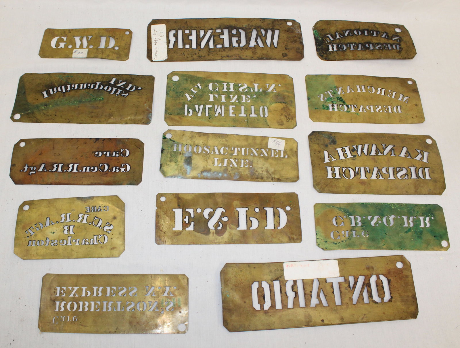 Lot of antique brass stencils - 4"x7" - 3 1/2"x11" (1 of 11)