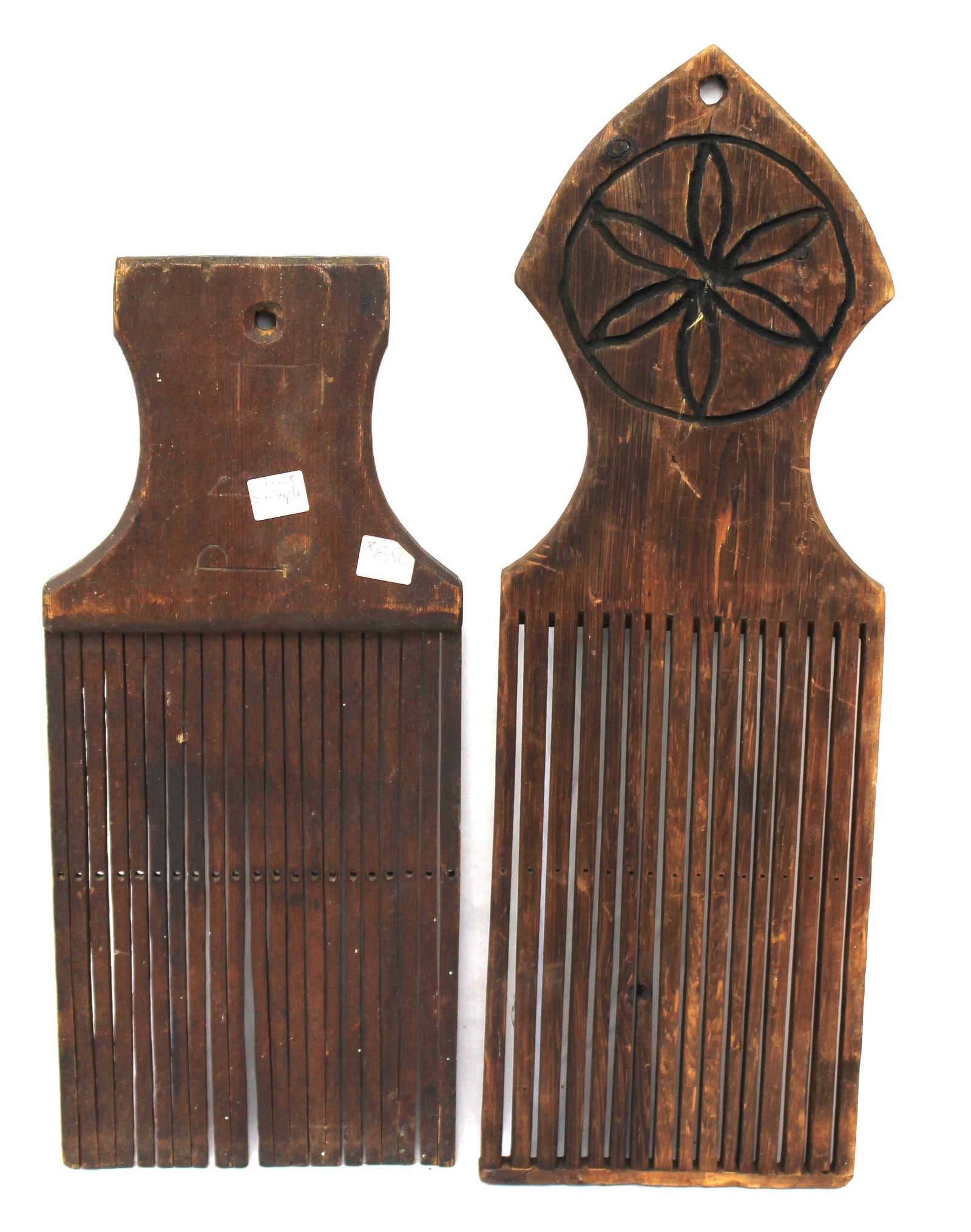 Lot of 2 antique tape looms - as found - 17" x 7 1/2" & 21" tall x 7 1/2" (1 of 8)