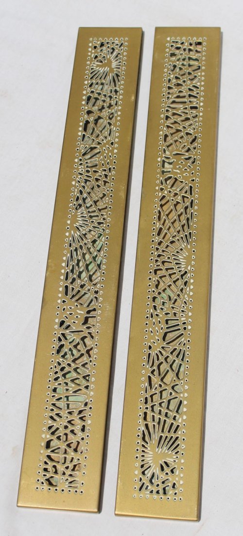 pr of 15" gilt bronze sgnd Tiffany Studios New York: pr of 15" gilt bronze sgnd Tiffany Studios New York blotter ends
