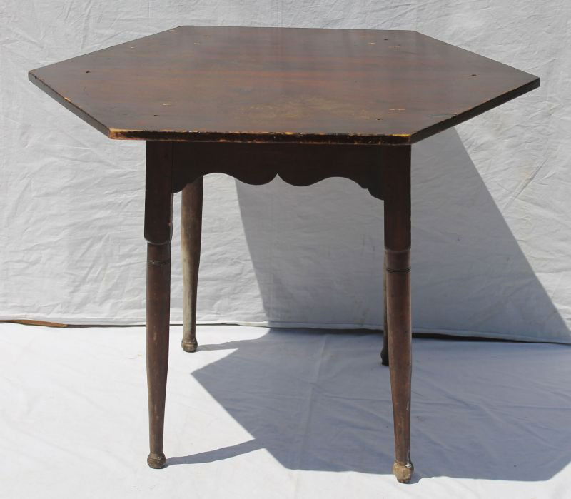 Ca 1740's RI maple & pine octagonal top tea table - top: Ca 1740's RI maple & pine octagonal top tea table - top measures 35 1/2" point to point x 26 1/2" tall