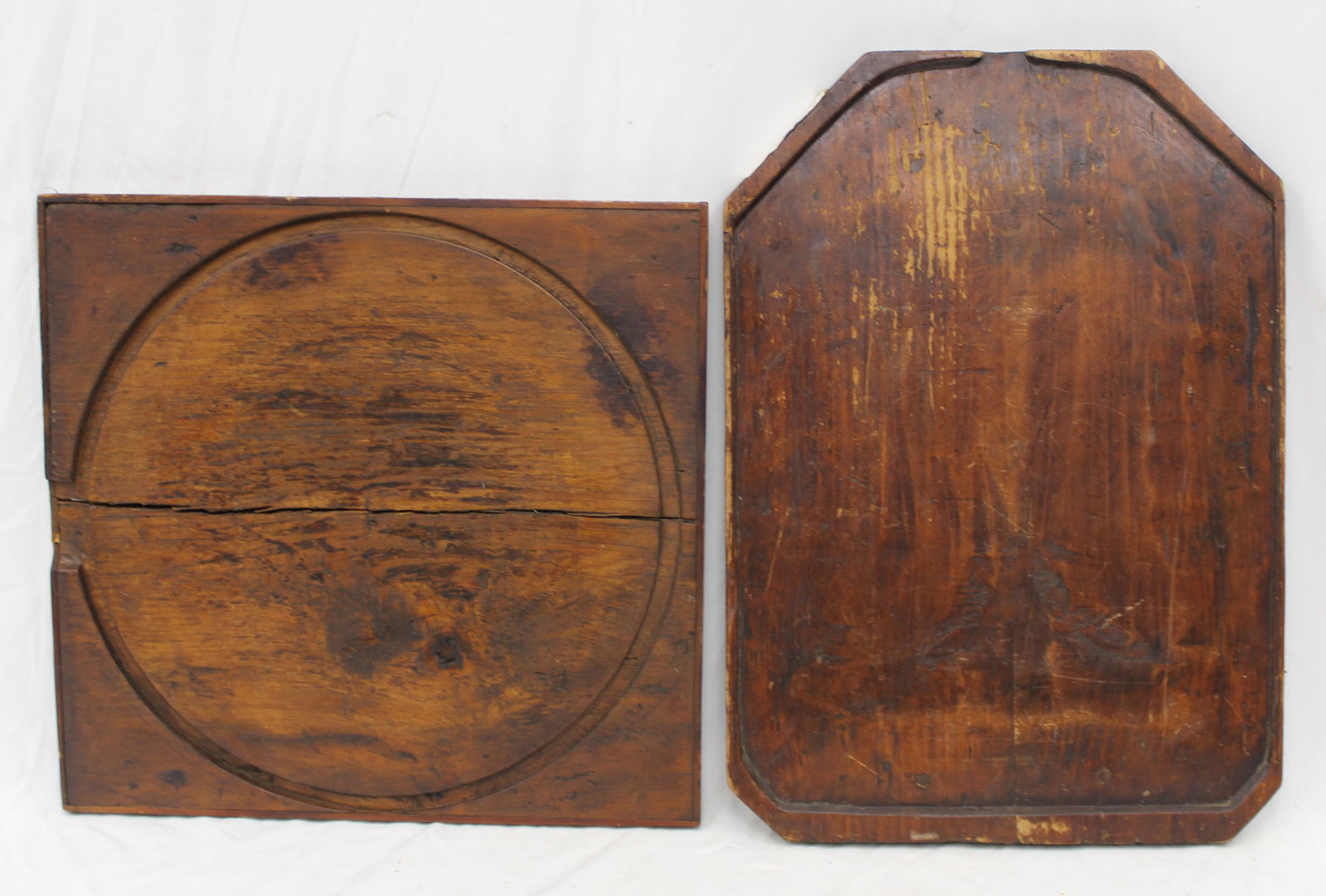 Lot of 2 antique wooden drain boards - 19"x18" & 23"x16" (1 of 7)