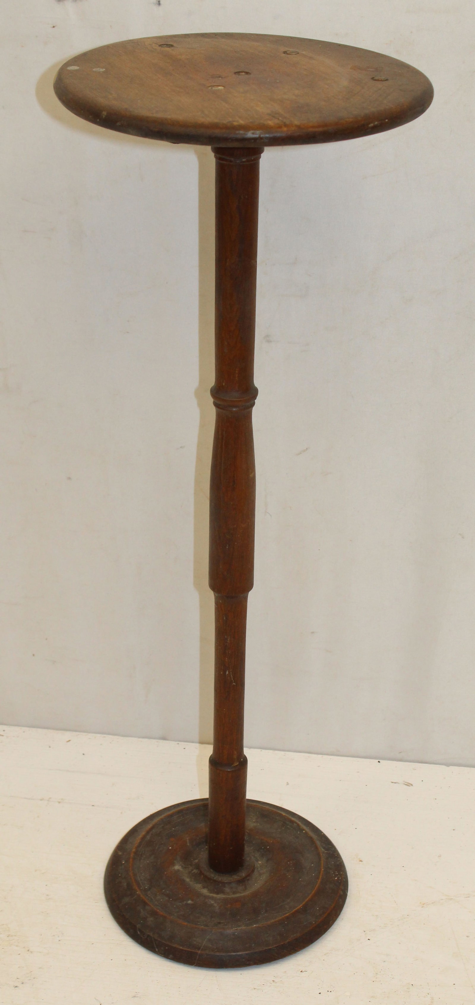 Antique round topped & based candlestand (1 of 6)