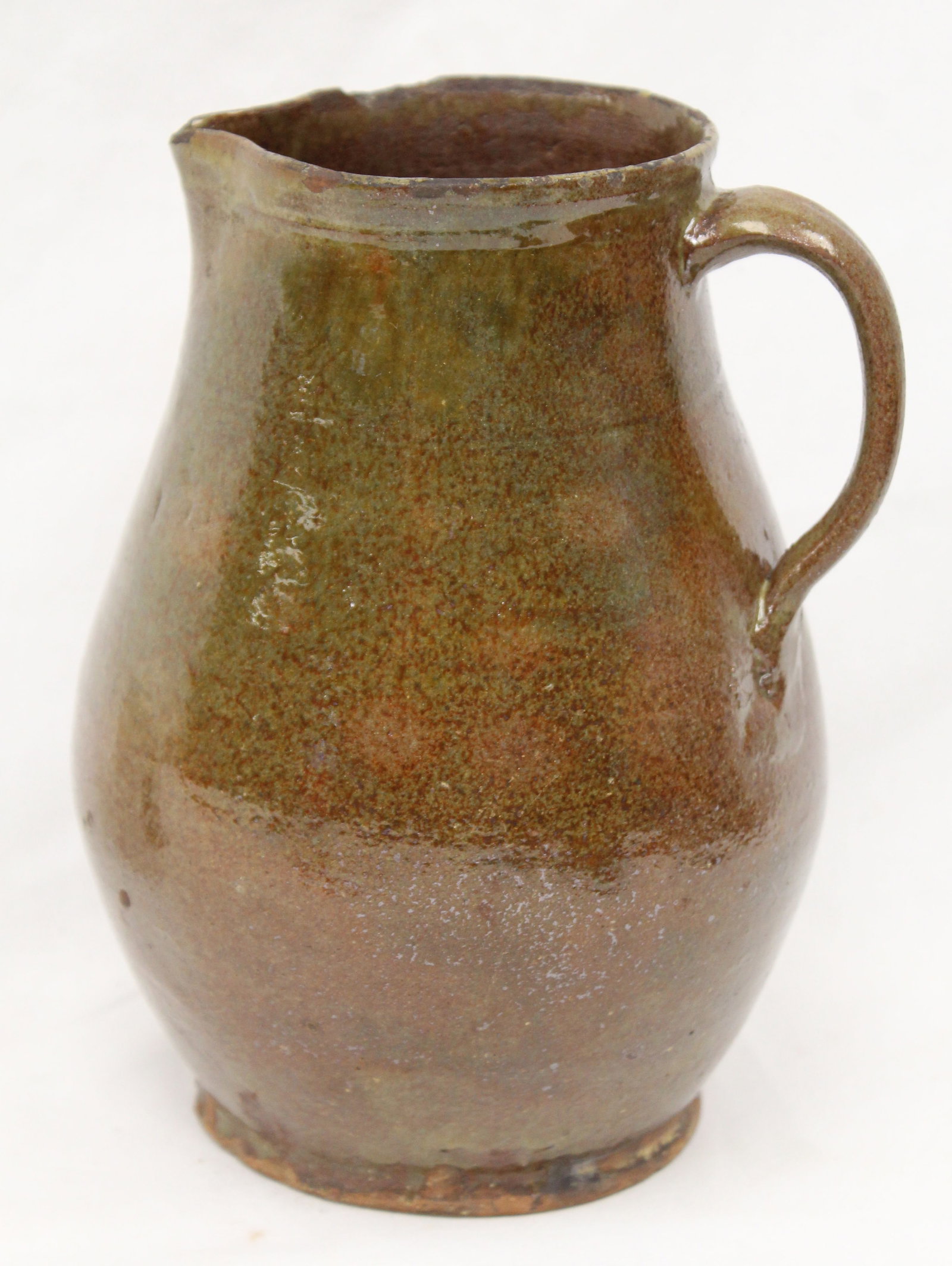 Antique redware pitcher - 8" tall (1 of 9)