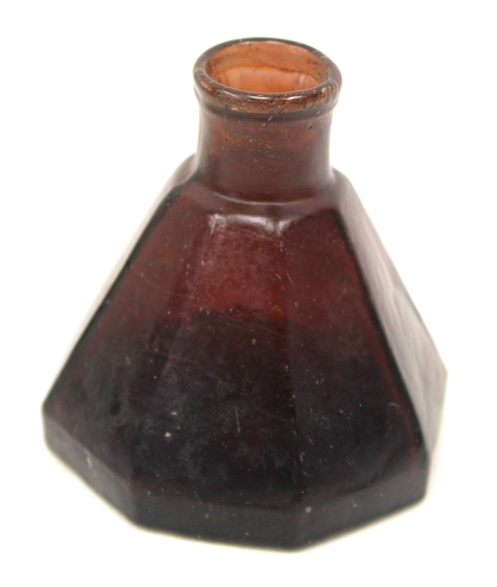 Early rosy amber glass umbrella ink - 2 1/2" tall (1 of 6)