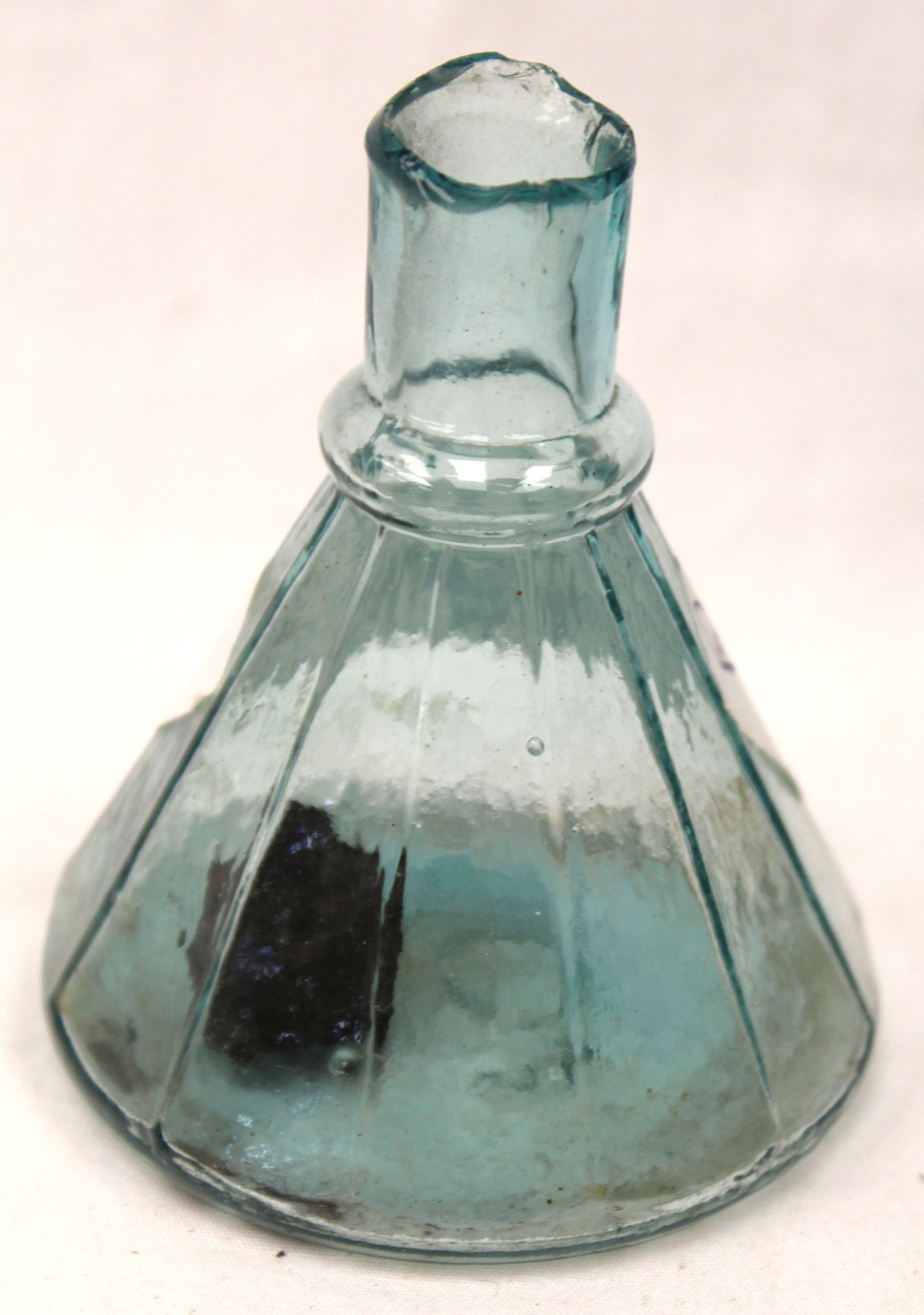 Early aqua glass umbrella ink - 3 3/4" tall (1 of 6)
