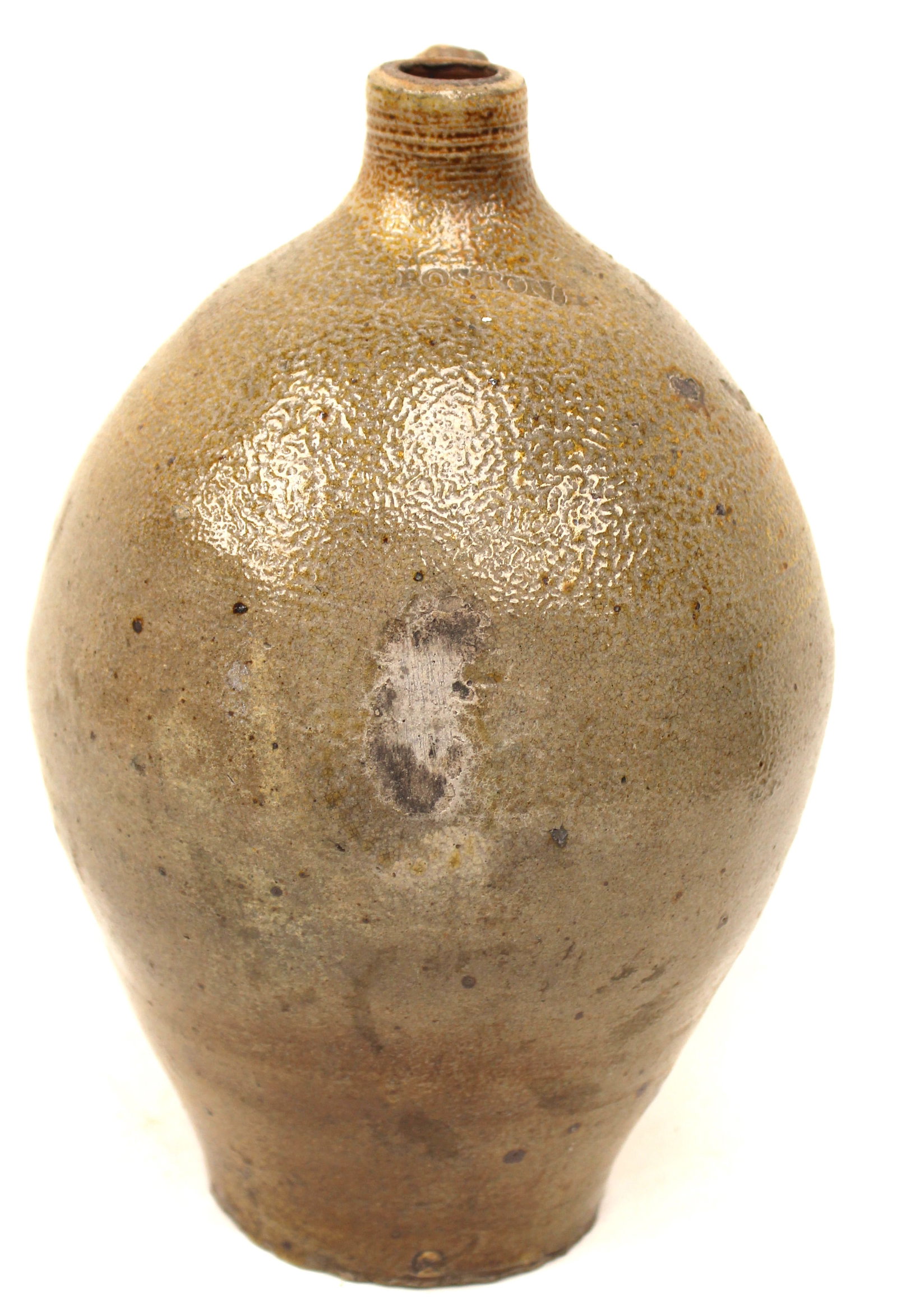Antique Boston stoneware ovoid jug - 12" tall: Antique Boston stoneware ovoid jug - 12" tall