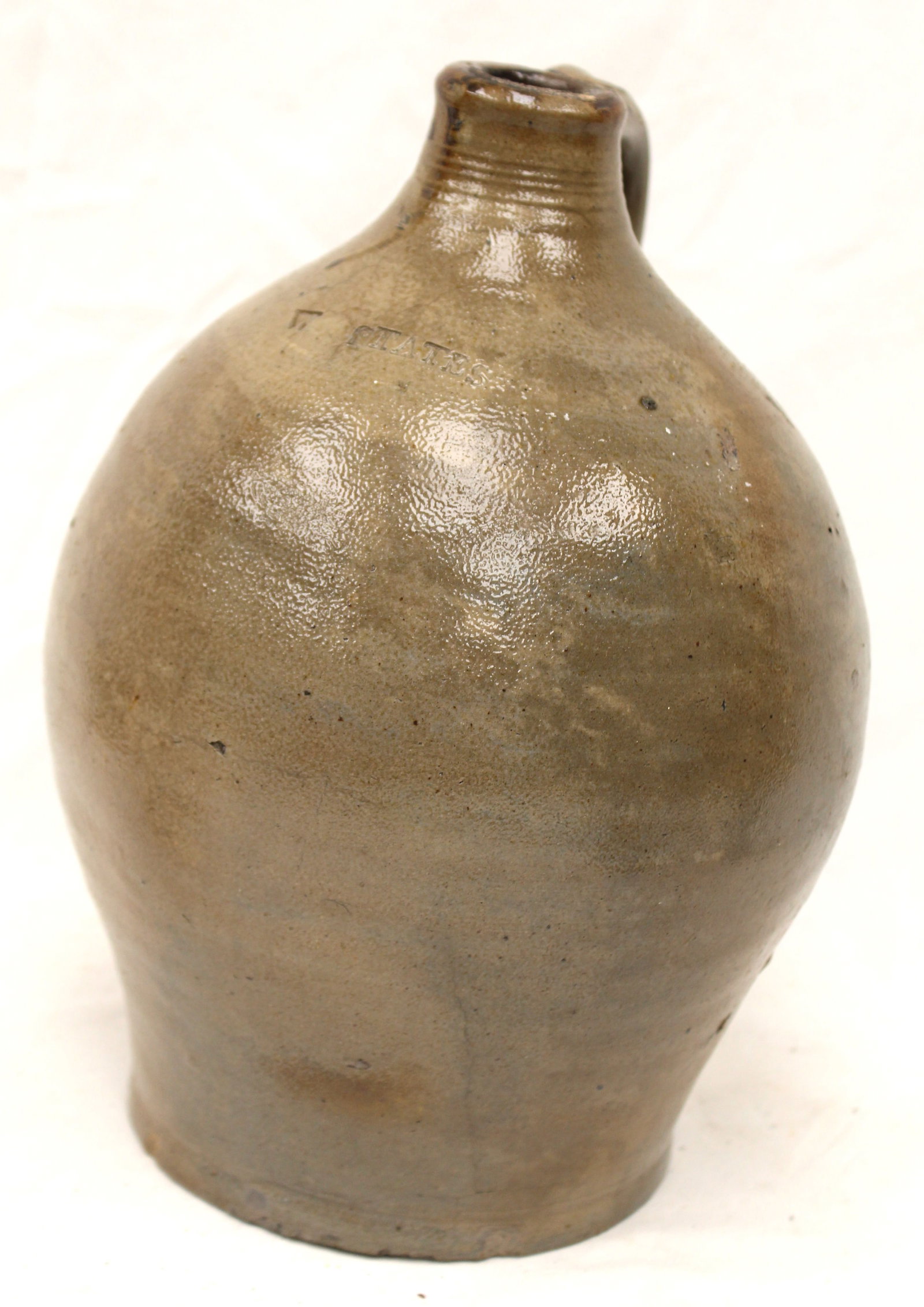 Antique W. States stoneware ovoid jug - 11 1/2" tall: Antique W. States stoneware ovoid jug - 11 1/2" tall