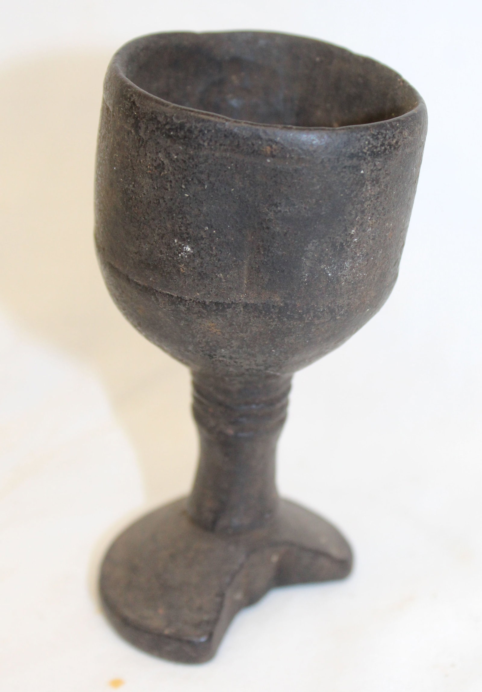 Antique miniature wooden chalice in dark patina - 4 1/2" tall x 2" deep (1 of 5)