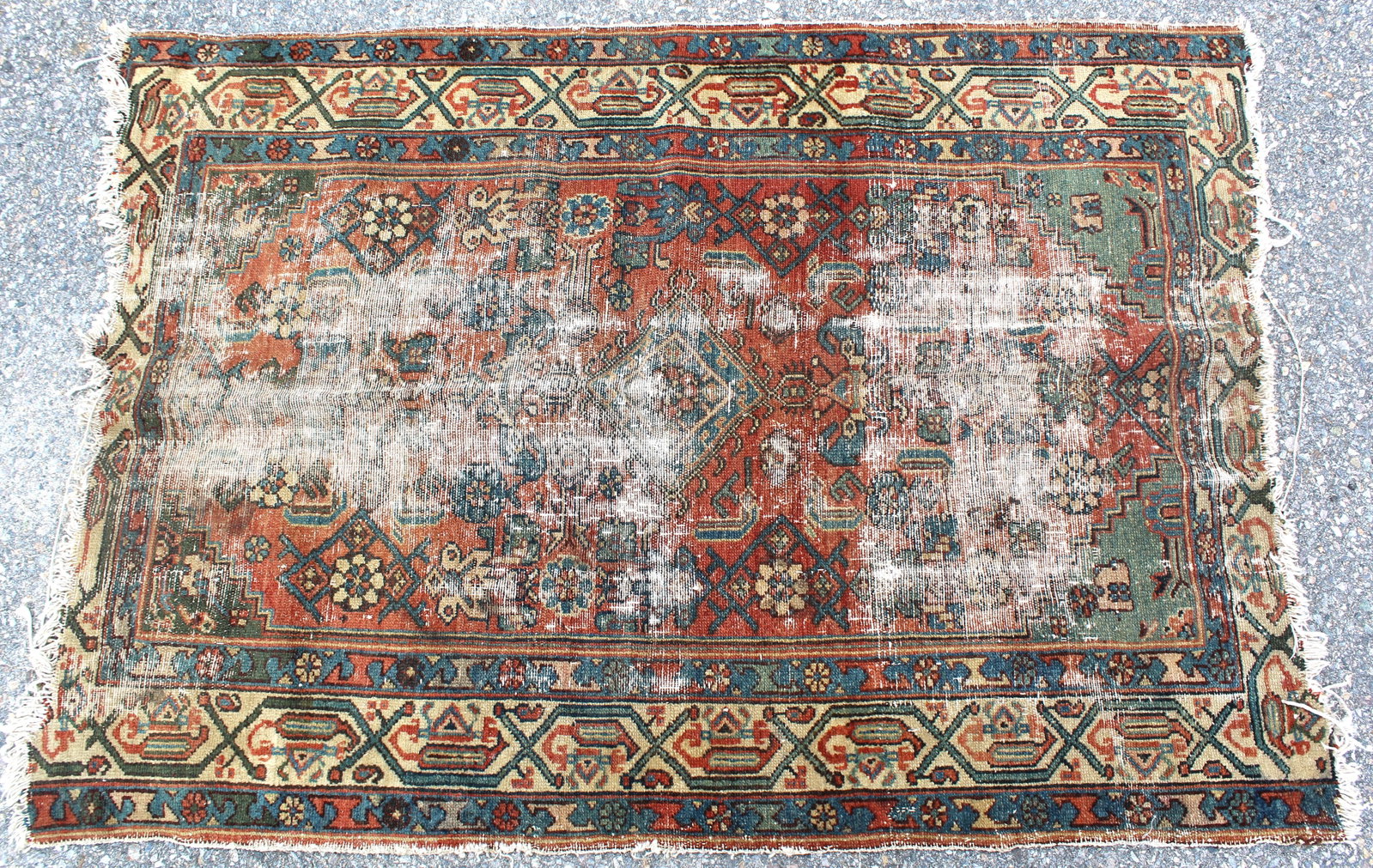 Well worn Oriental area rug - 3'3"x4'5" (1 of 5)