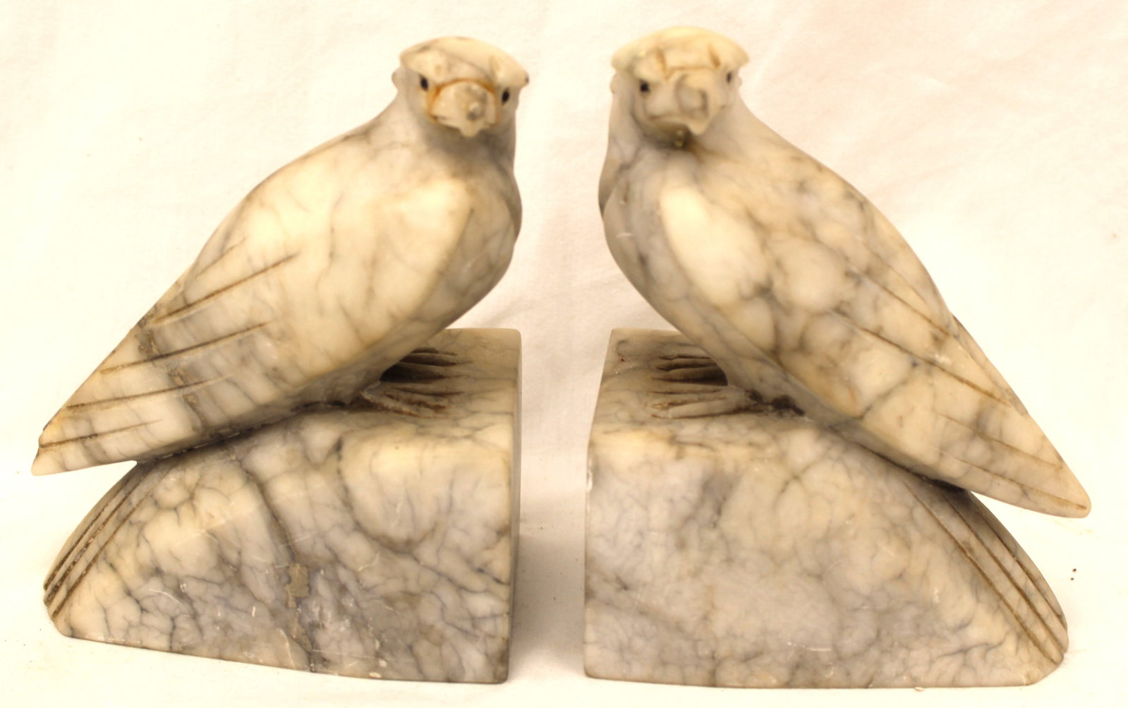 Pair of marble falcon bookends - 6 1/2" tall x 4 1/2" wide (1 of 6)