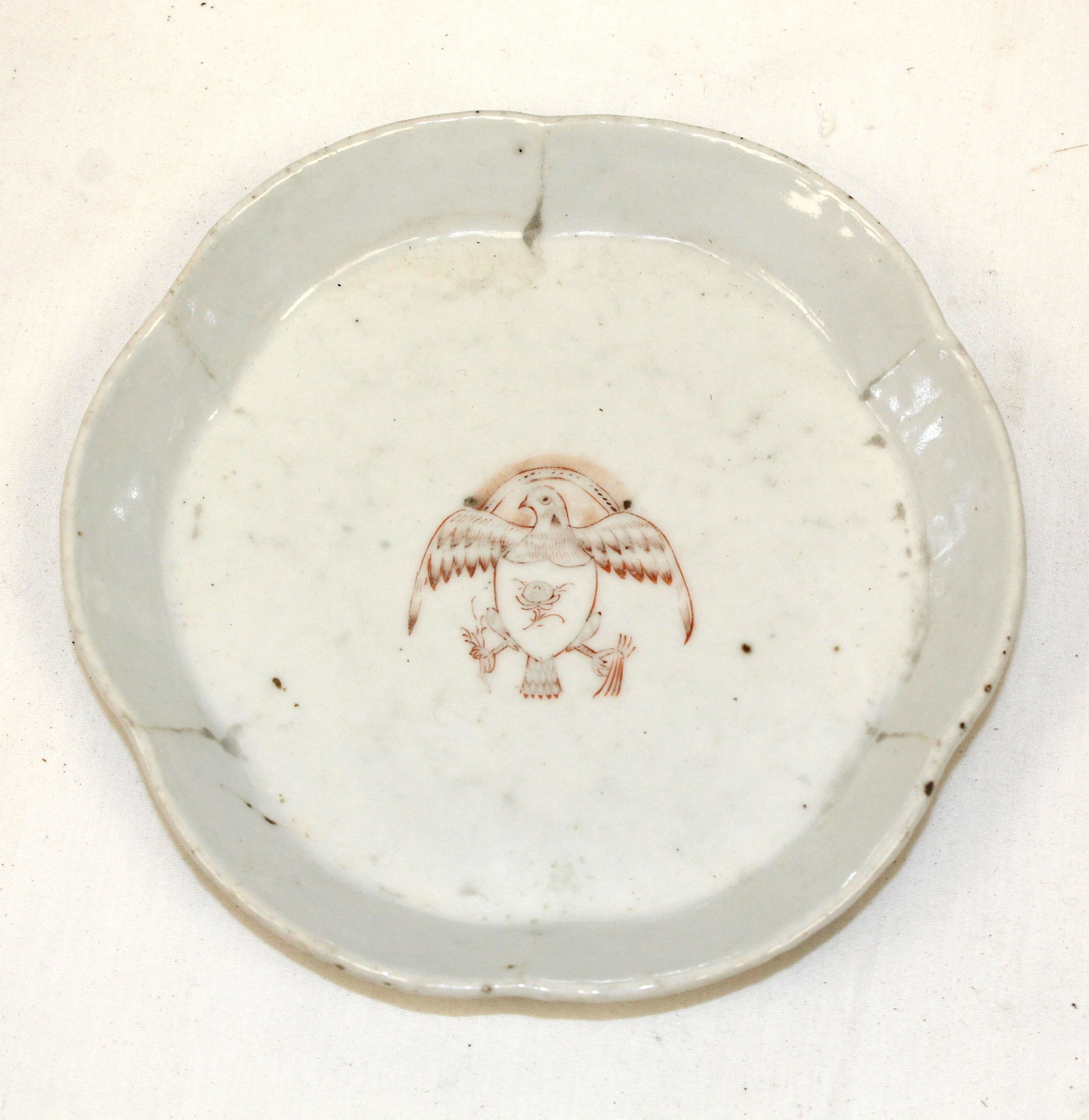 Antique tin glazed earthenware dish - 6" diam (1 of 4)