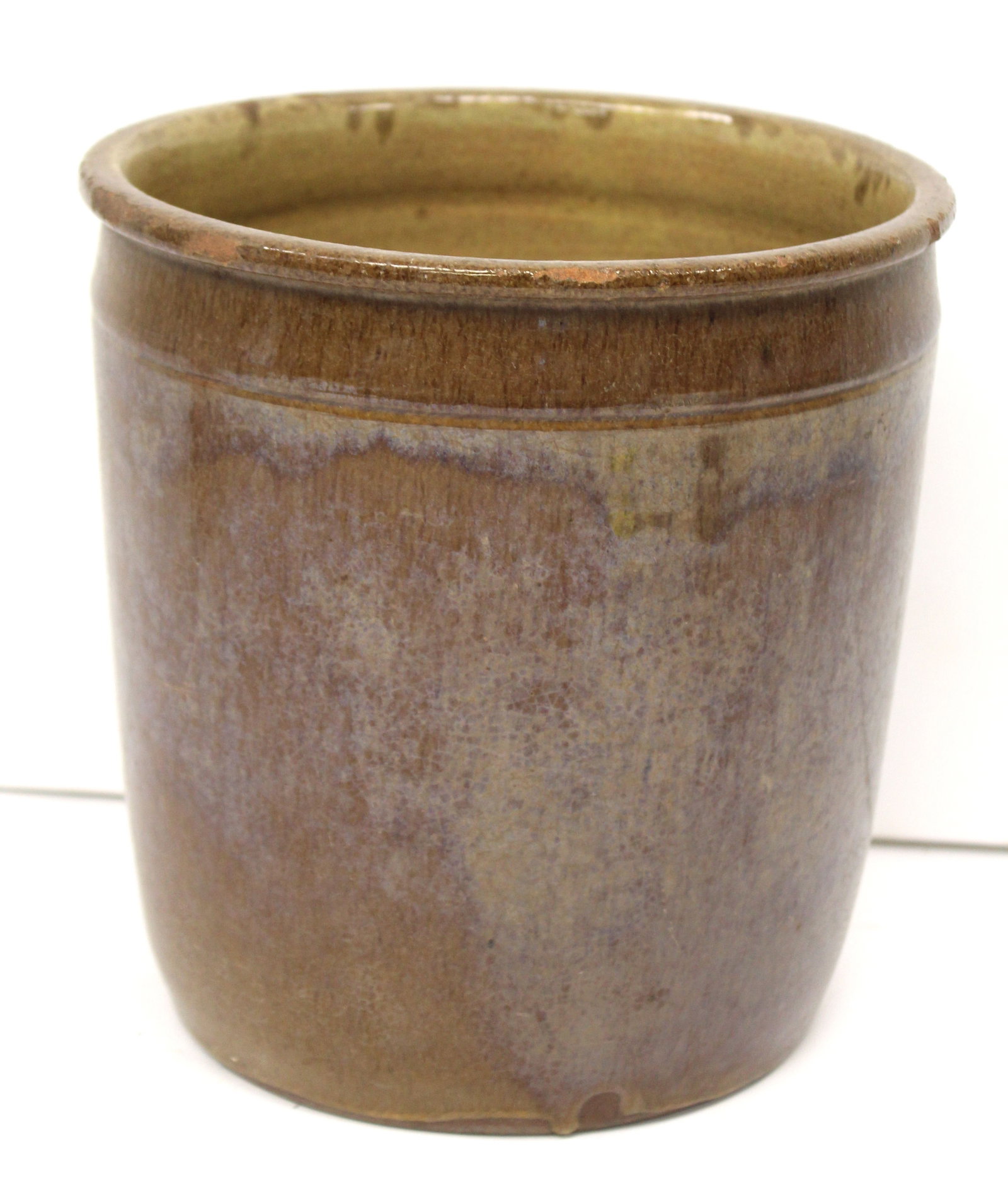 Antique redware jar - 7 1/2" tall x 6 1/2" diam (1 of 5)