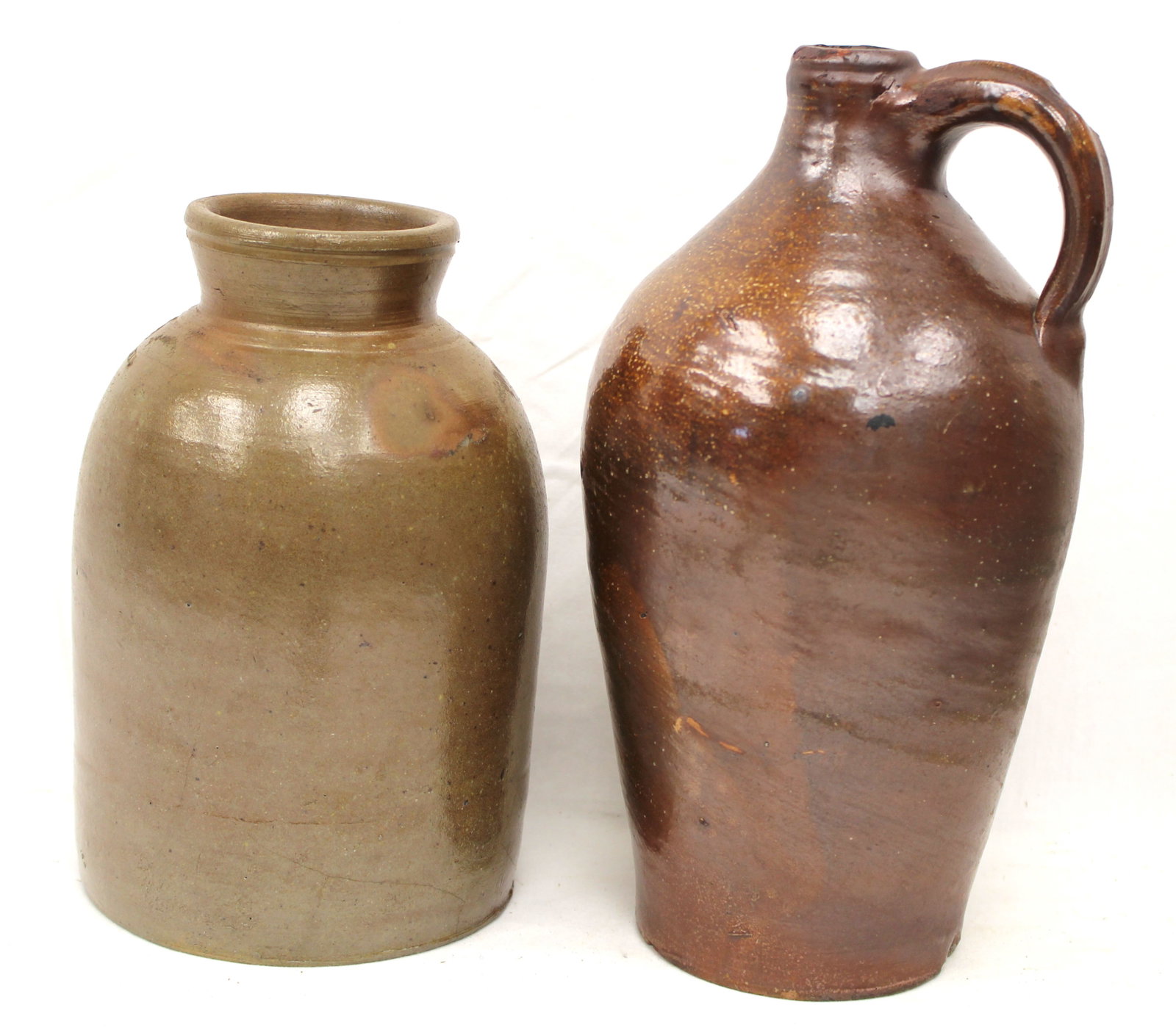 Lot of 2 antique stoneware items incl jug & jar marked Millburn - 8 1/2" & 10 1/2" tall (1 of 7)