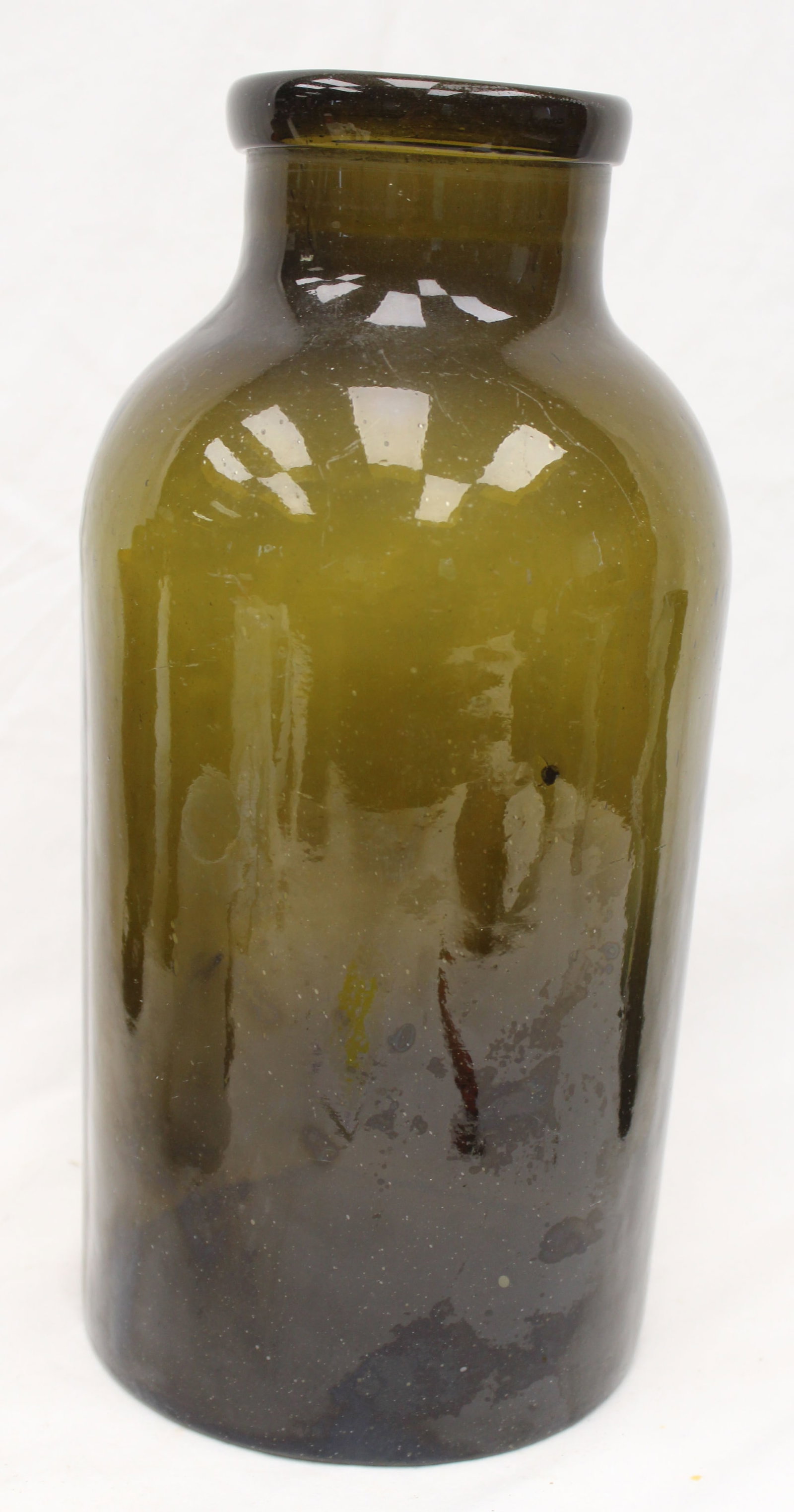 Early green glass jar - 12 1/2" tall
