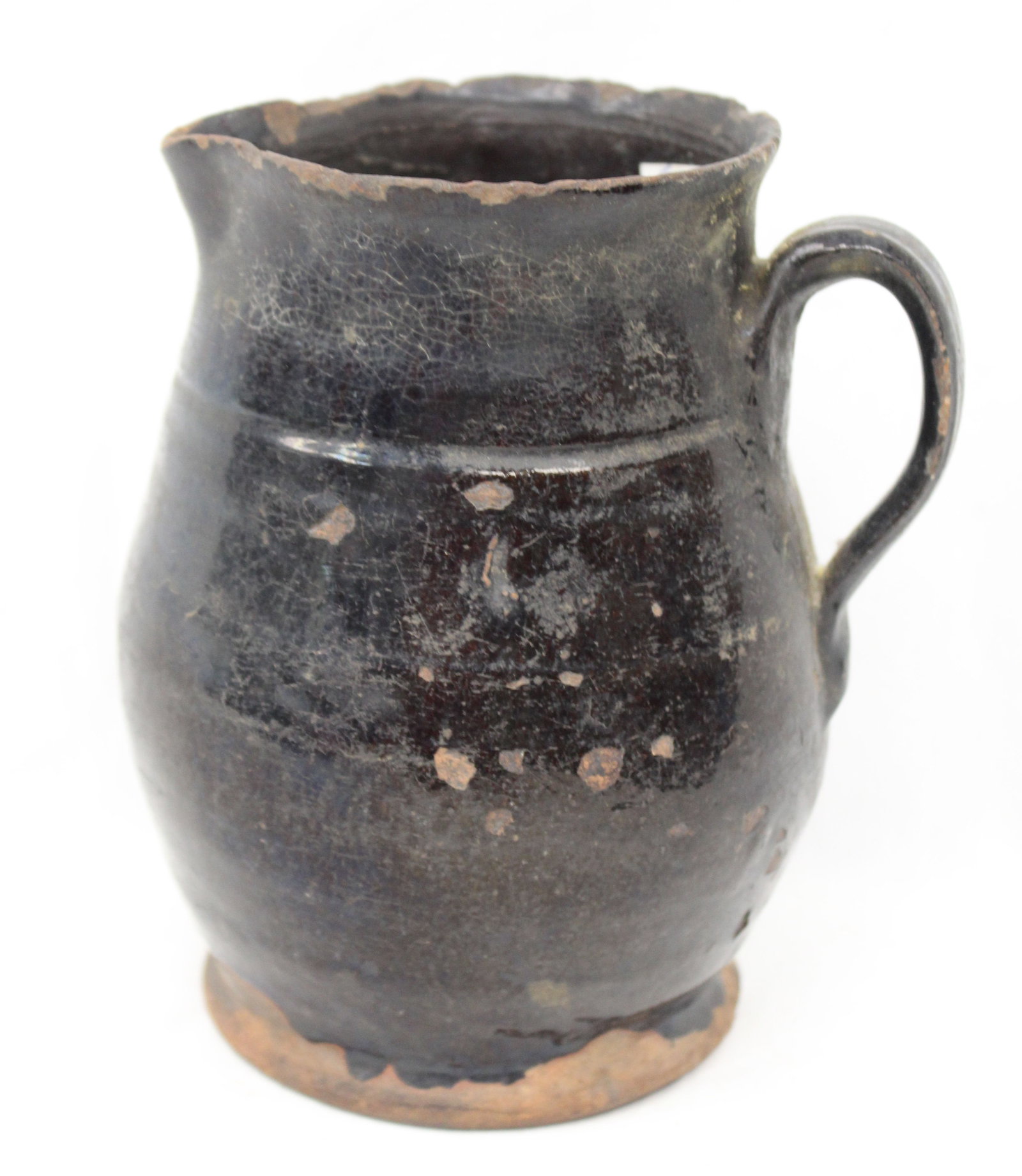 Antique redware pitcher - 6 1/2" tall (1 of 7)