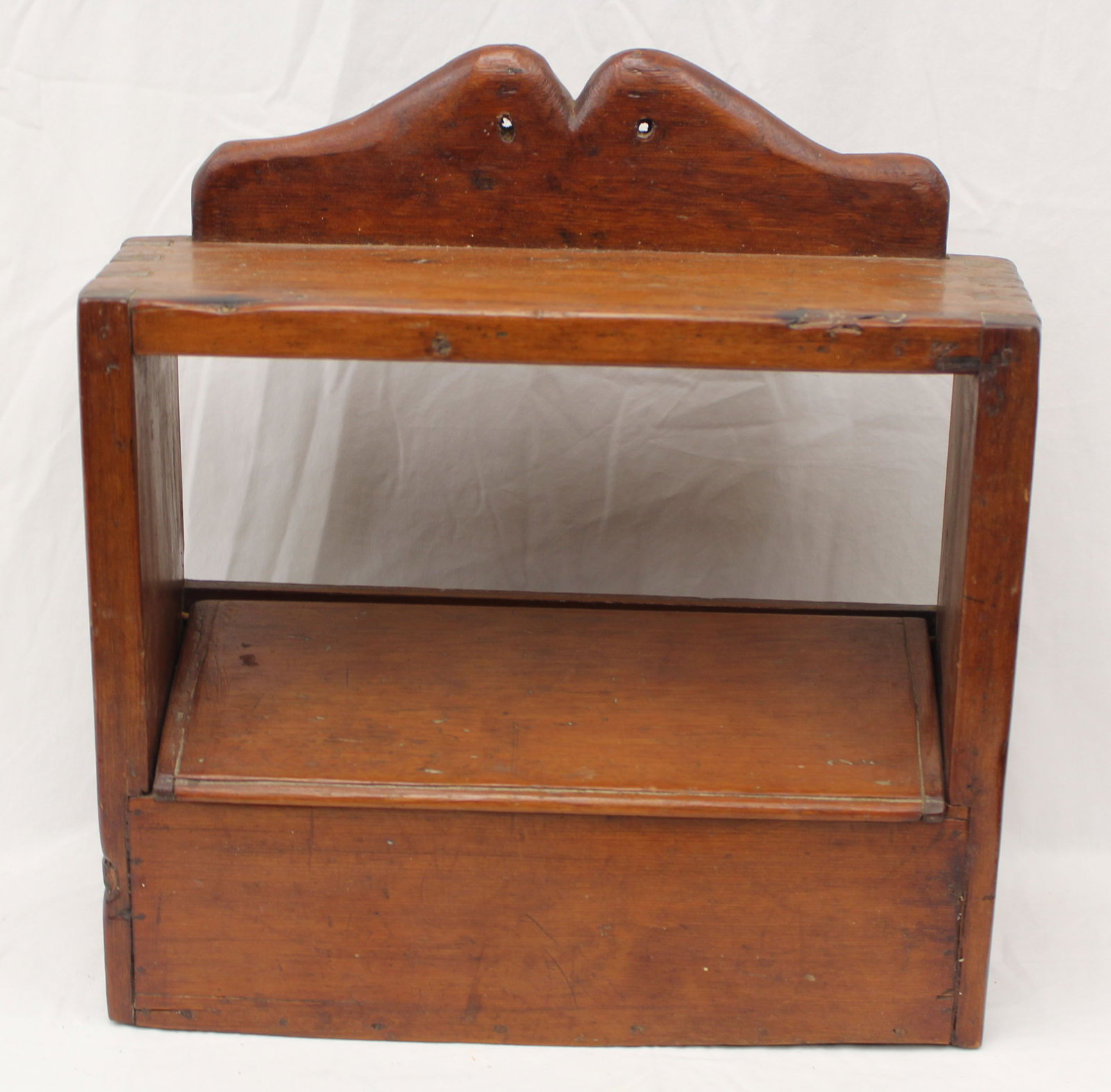 Antique wall box w slanted lift top - 18" tall x 16"x8" (1 of 5)