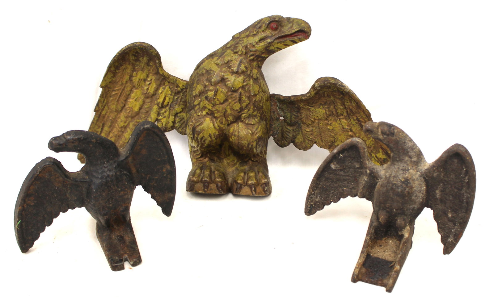 Lot of 3 antique cast iron eagles incl 2 "snowbirds" - 5"x6" & 9"x16" (1 of 8)