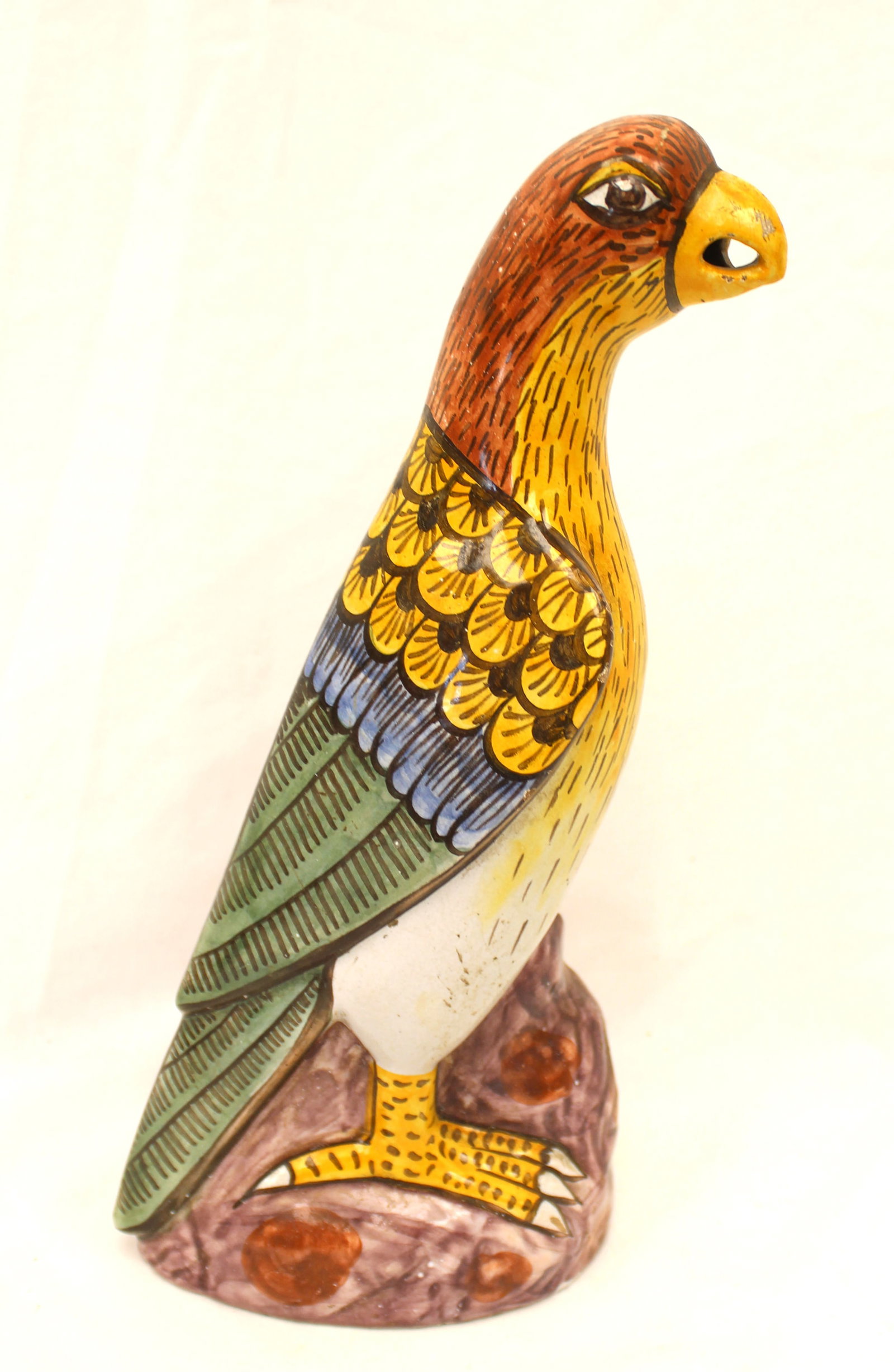Antique tin glazed earthenware parrot - 11" tall (1 of 6)