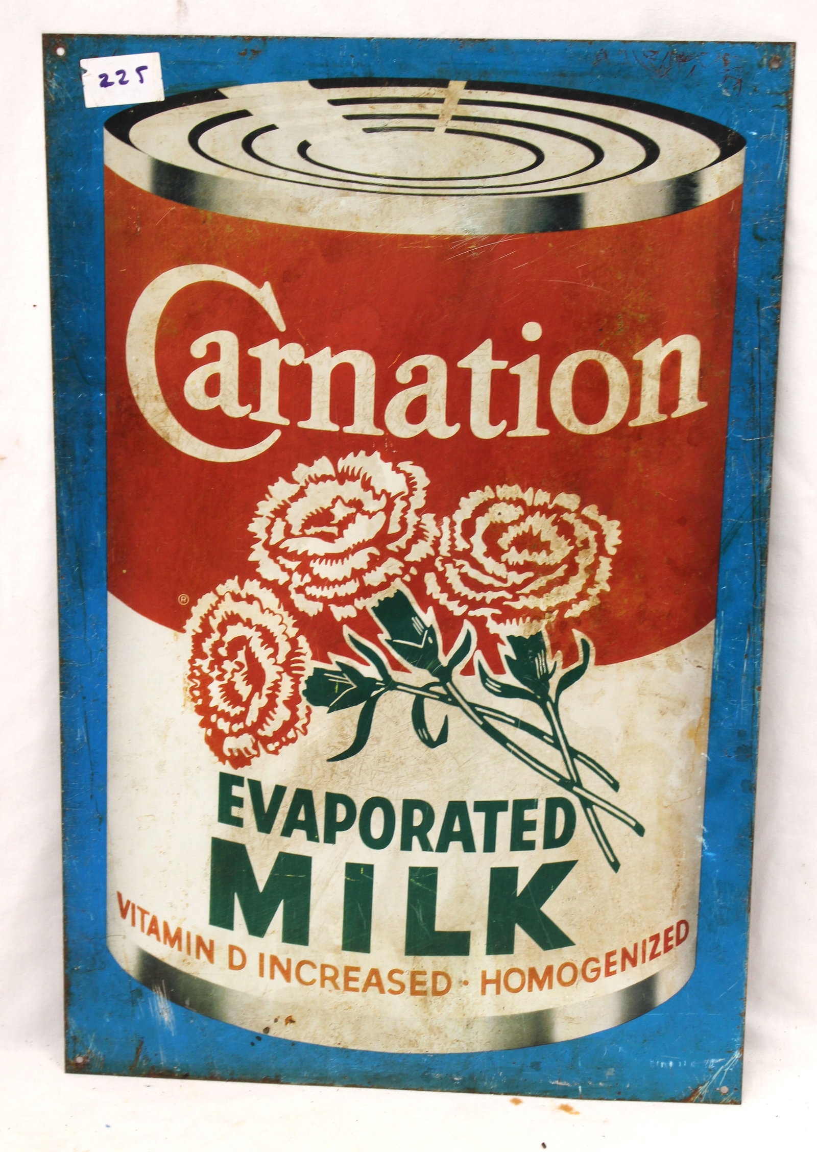 Antique tin sign Carnation Evaporated Milk - 18"x12" (1 of 3)