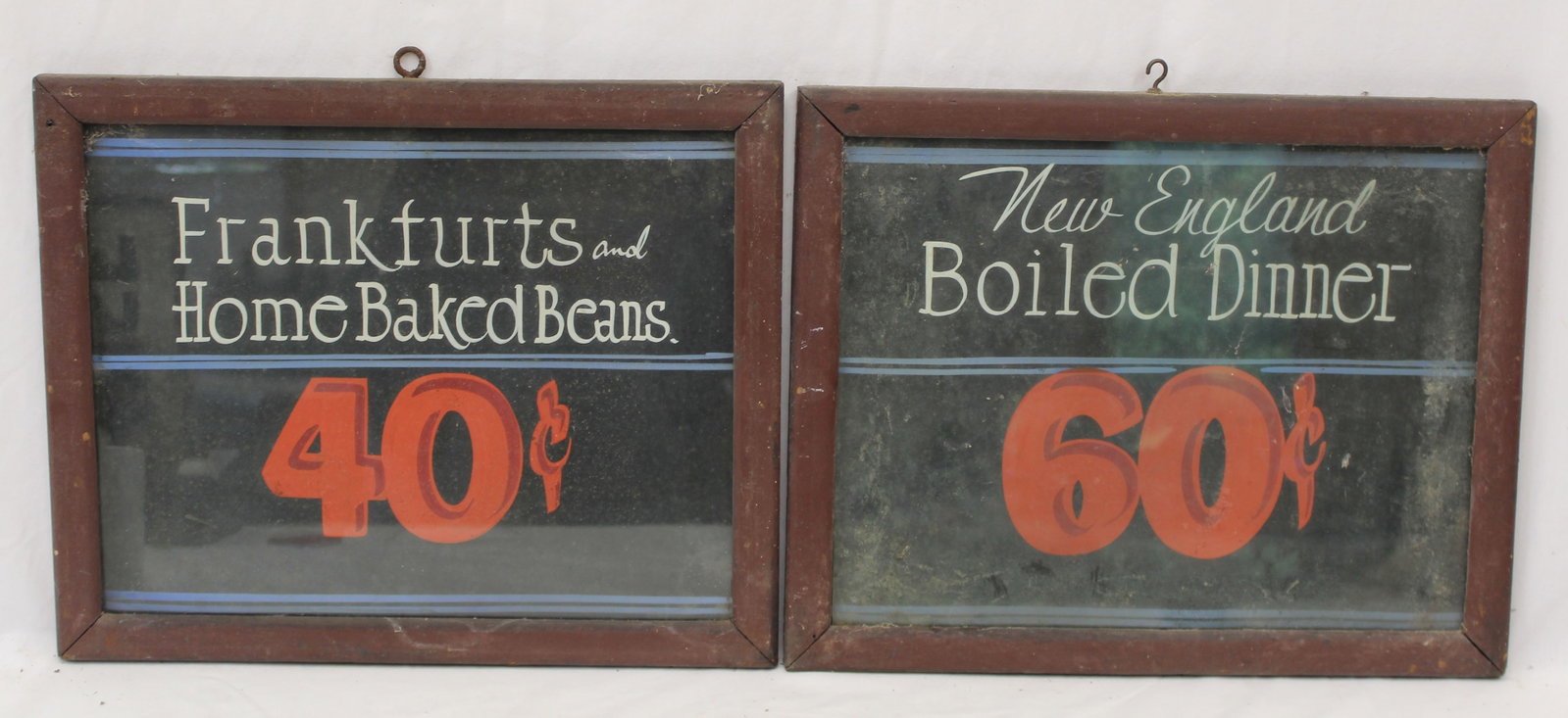 Lot of 2 vintage framed menu signs - overall framed size 12 1/2"x16" (1 of 8)