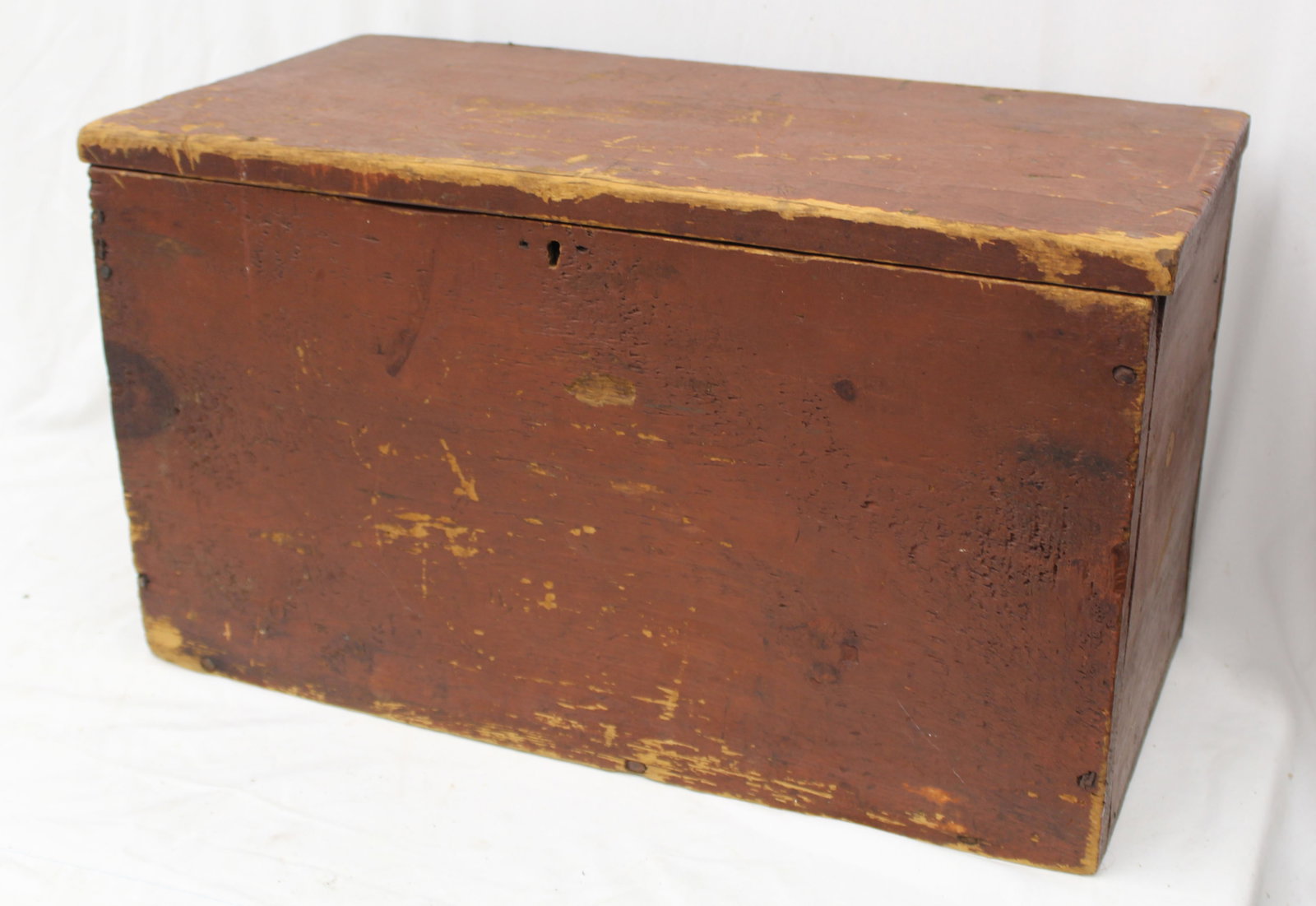 Antique storage box in red paint - 13 1/2"x24"x12" (1 of 6)