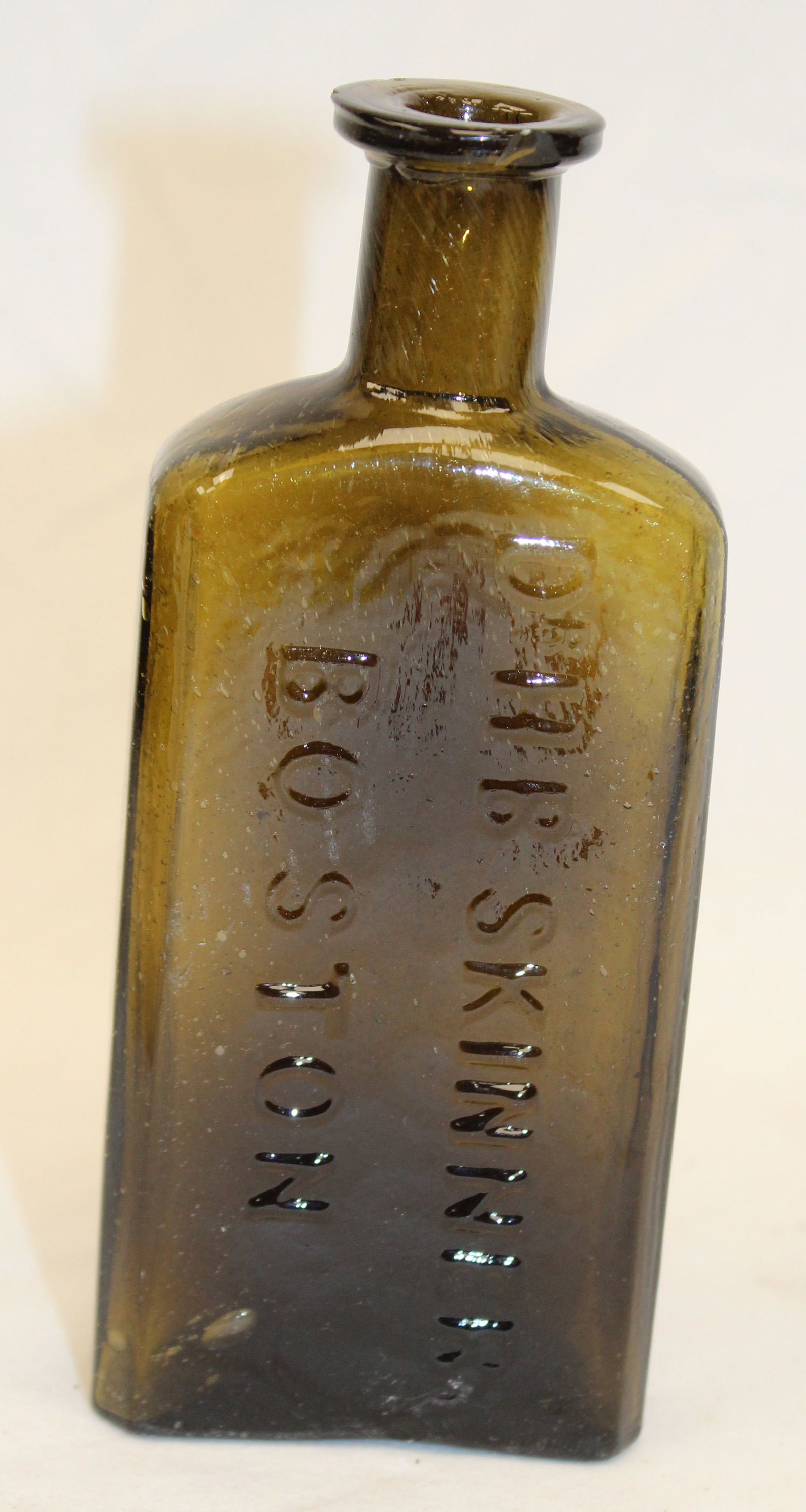 Early green glass bottle "Dr HB Skinner Boston" - 5 3/4" tall