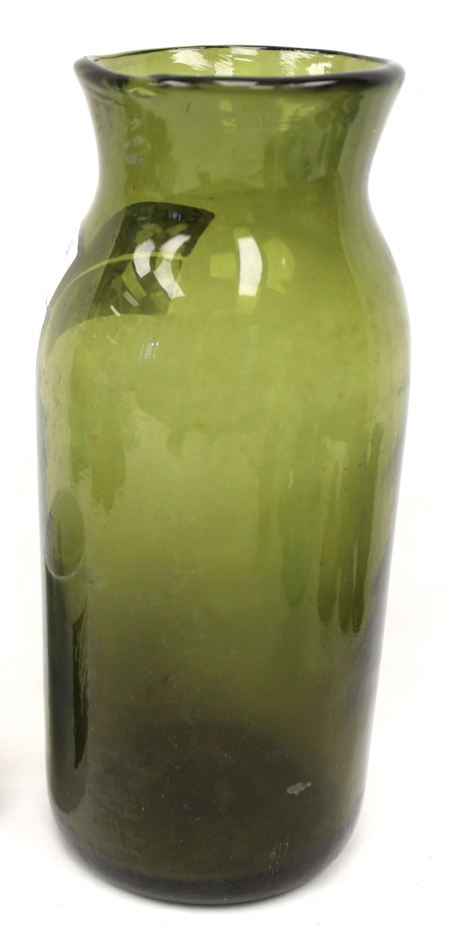 Large early green glass jar - 10 1/2" tall (1 of 6)