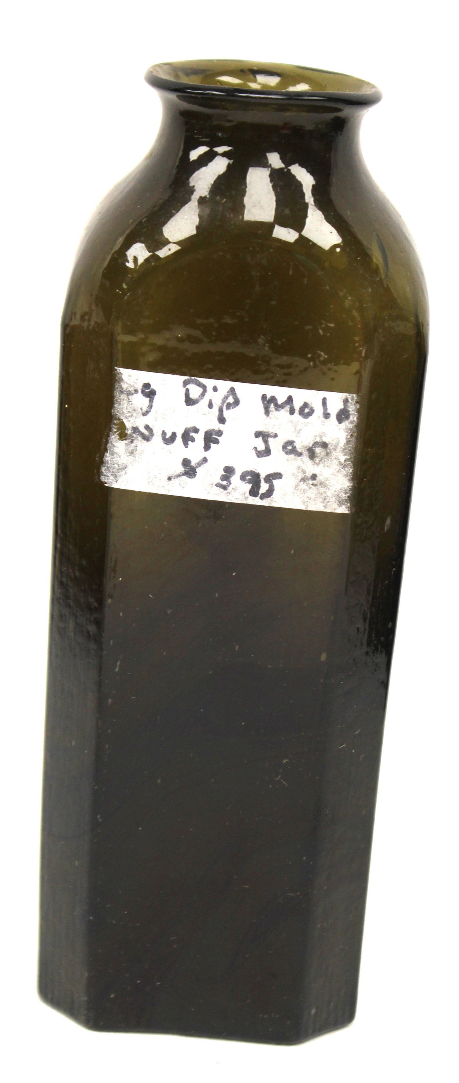 Large early green glass snuff jar - 8" tall (1 of 7)
